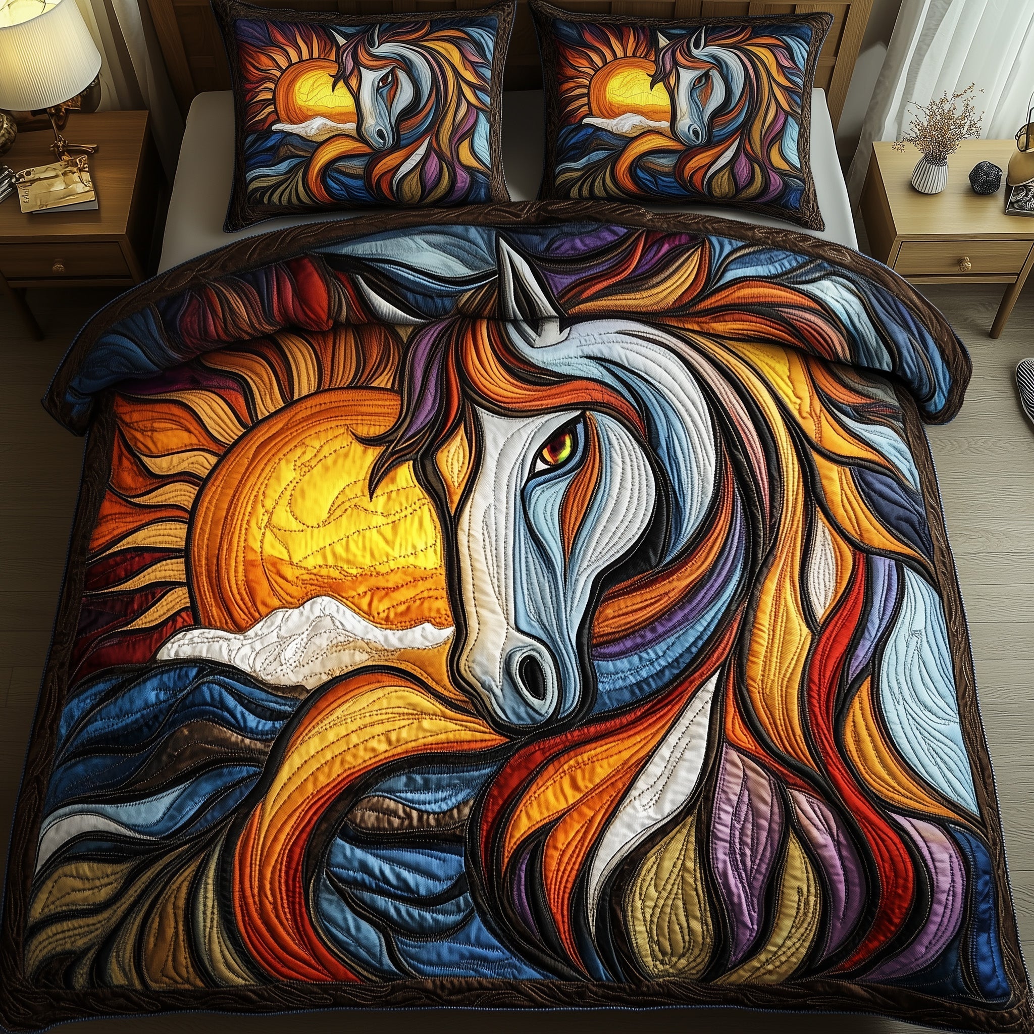 Majestic Horse Quilted Bedding Set Best Sheets Ever Best Gifts For Horse Riders