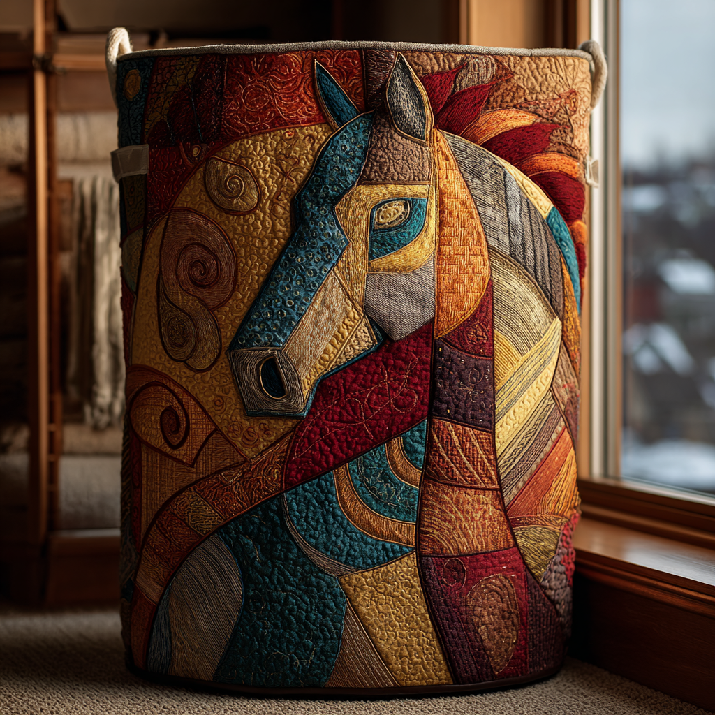 Majestic Horse Quilted Laundry Basket Unique Laundry Basket Good Gifts For Horse Owners