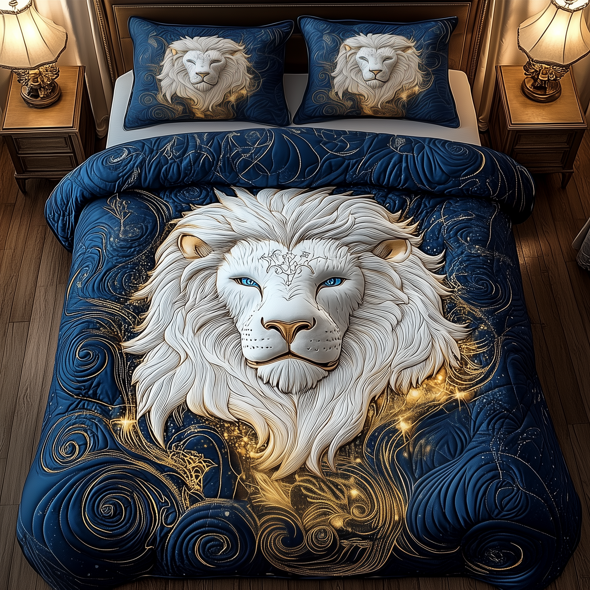 Majestic Leo Zodiac Sign Quilted Bedding Set Bedsheet Comforter Set Lion Themed Gifts