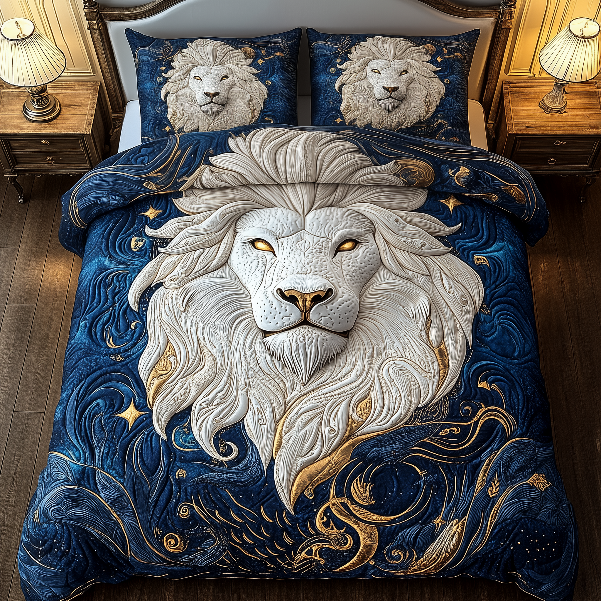 Majestic Leo Zodiac Sign Quilted Bedding Set Unusual Bed Sheets Presents For People Who Love Lions