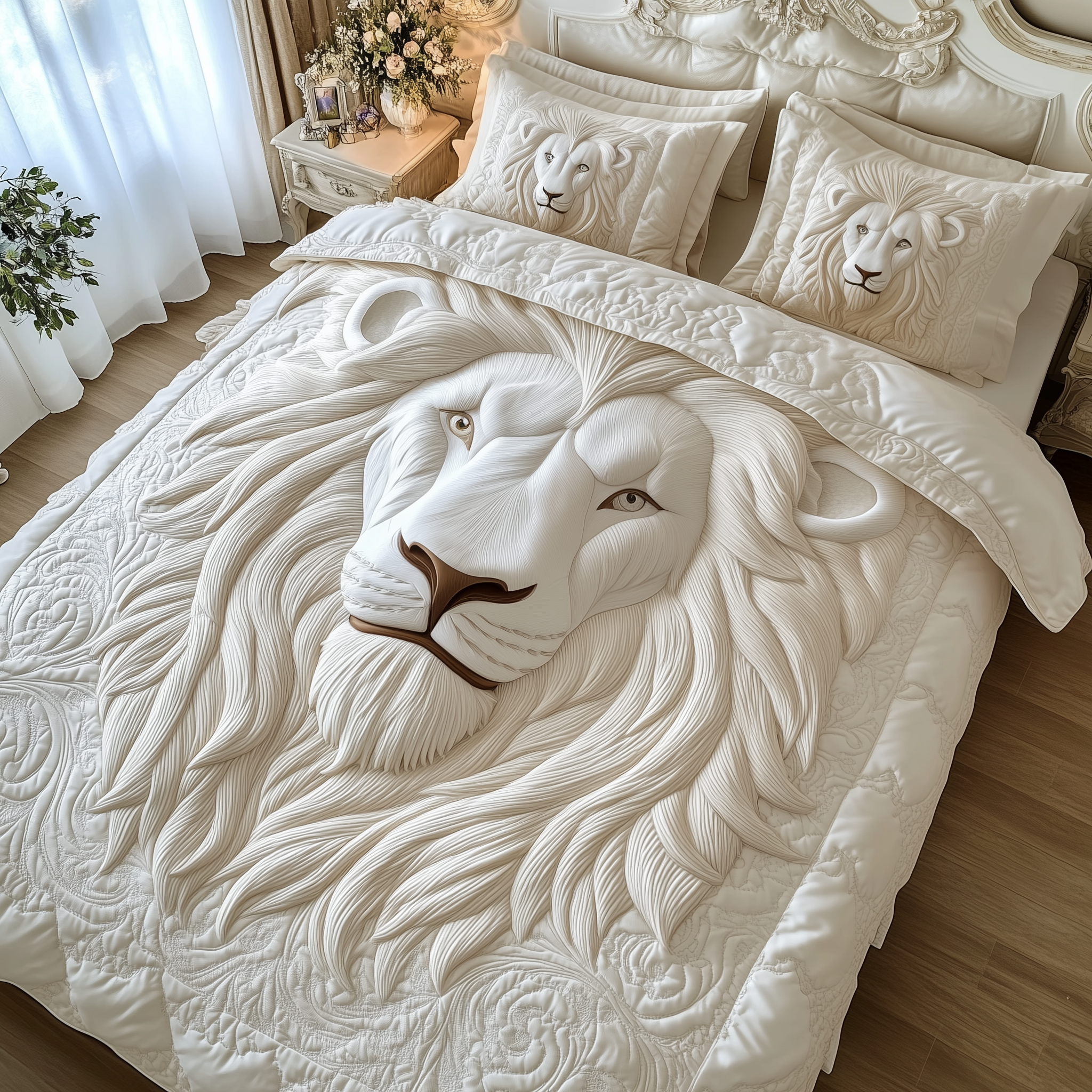 Majestic Lion King Quilted Bedding Set Bedspreads Best Gift For Lion Lovers