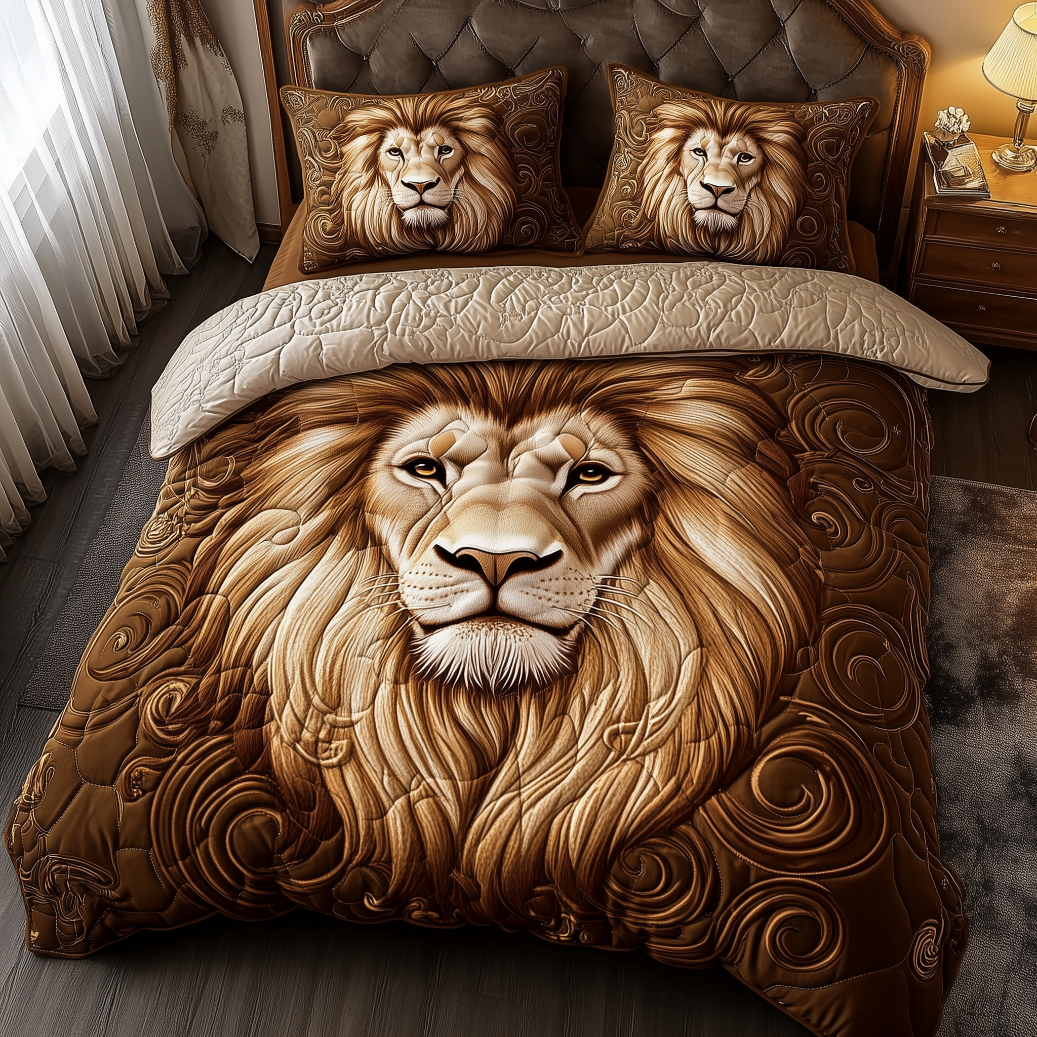 Majestic Lion Quilted Bedding Set Bedroom Decor Ideas Lion Gifts For Him