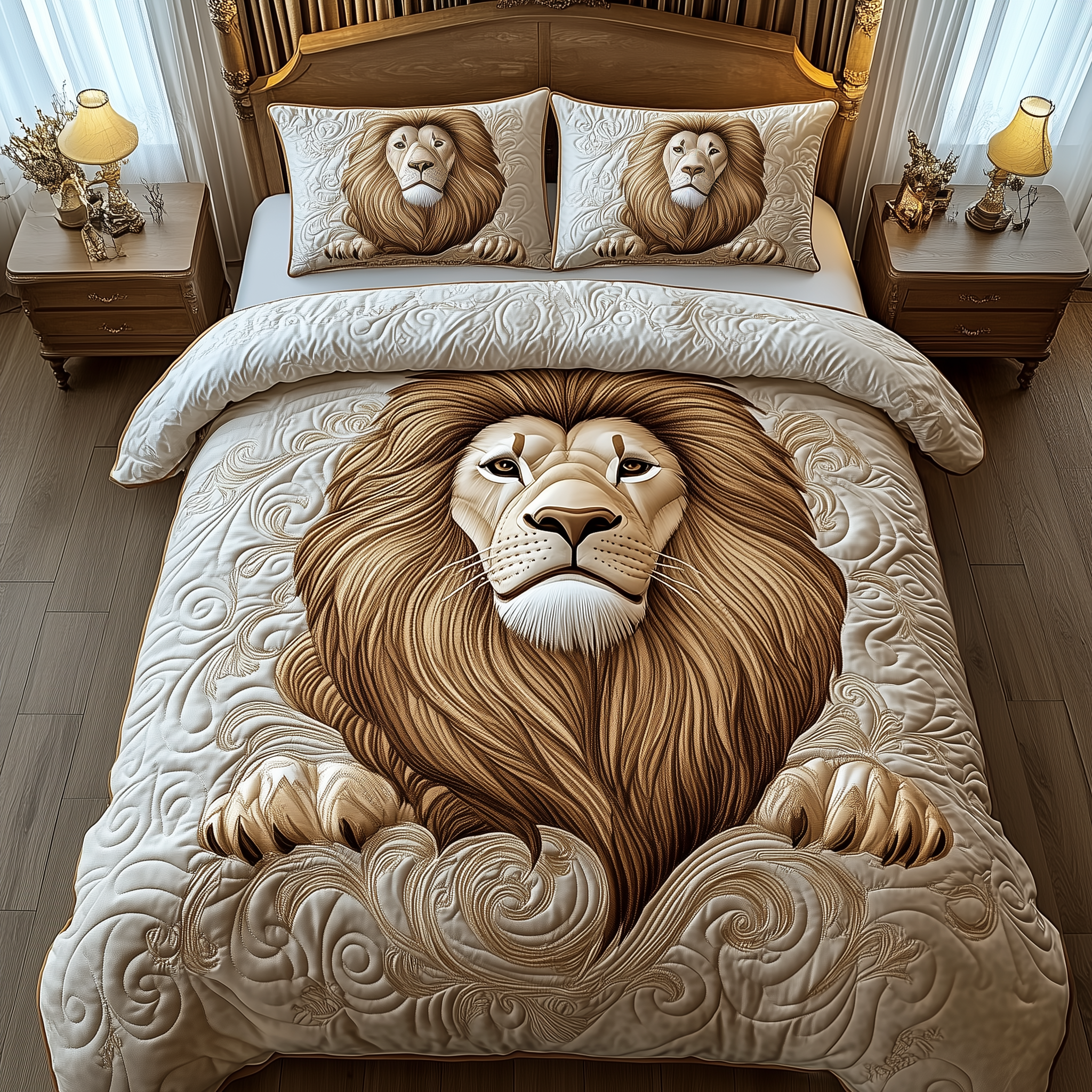 Majestic Lion Quilted Bedding Set Bedroom Furniture Ideas Unique Lion Gifts