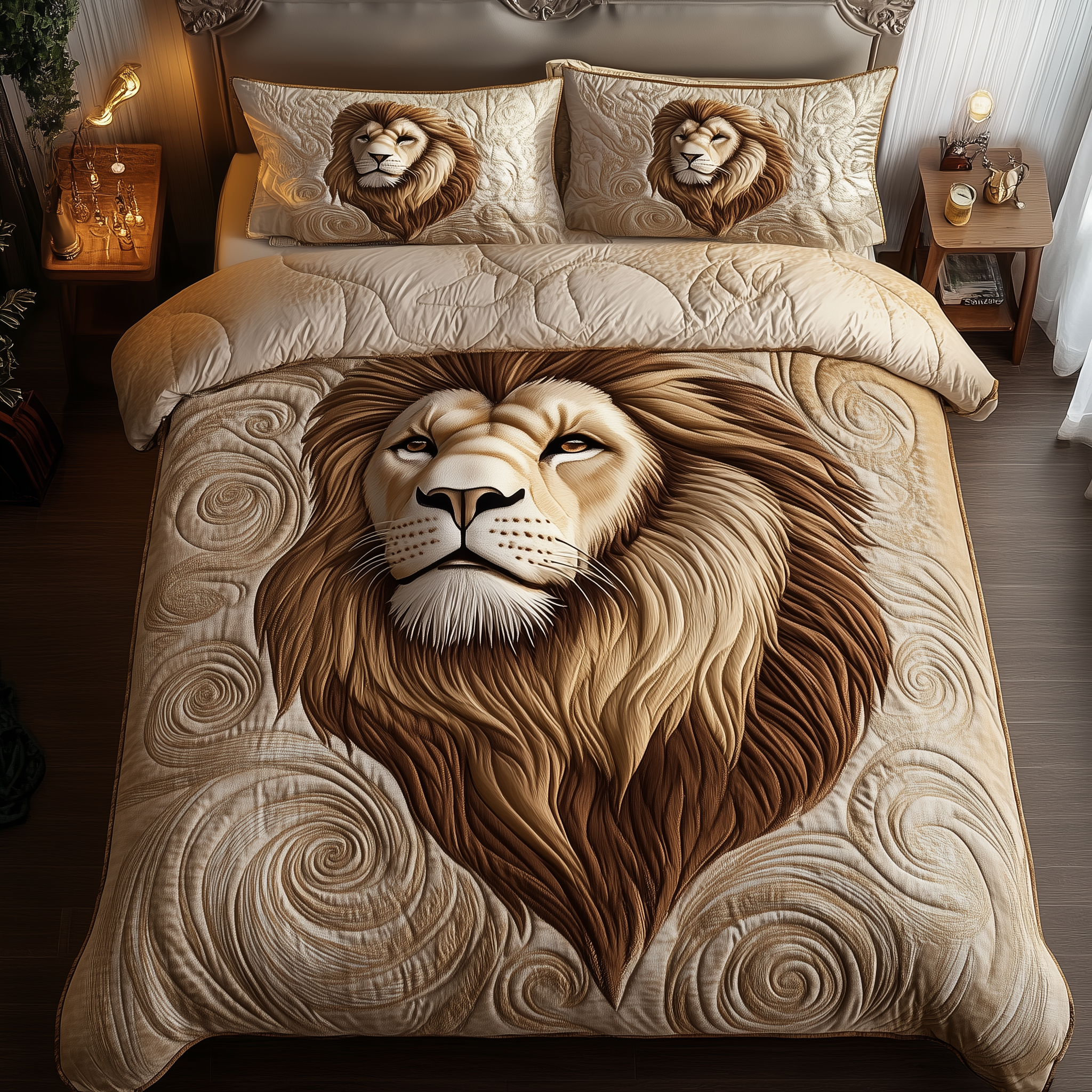 Majestic Lion Quilted Bedding Set Bedroom Ideas Lion Related Gifts