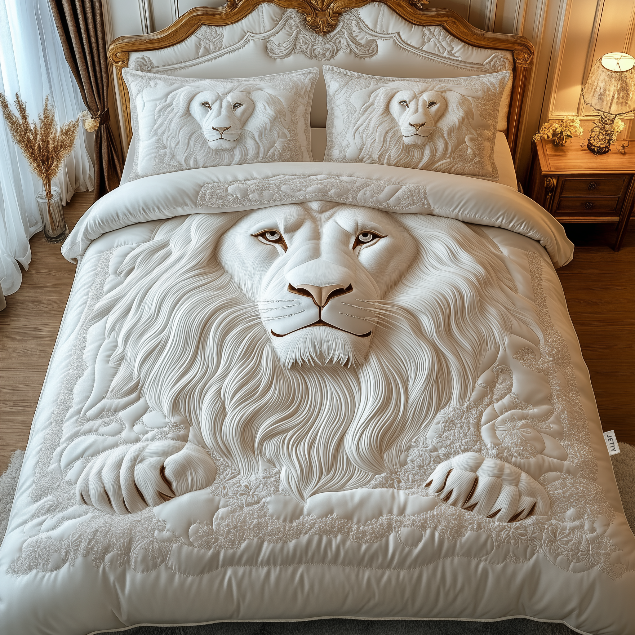 Majestic Lion Quilted Bedding Set Bedsheet Comforter Set Best Lion Gifts For Him