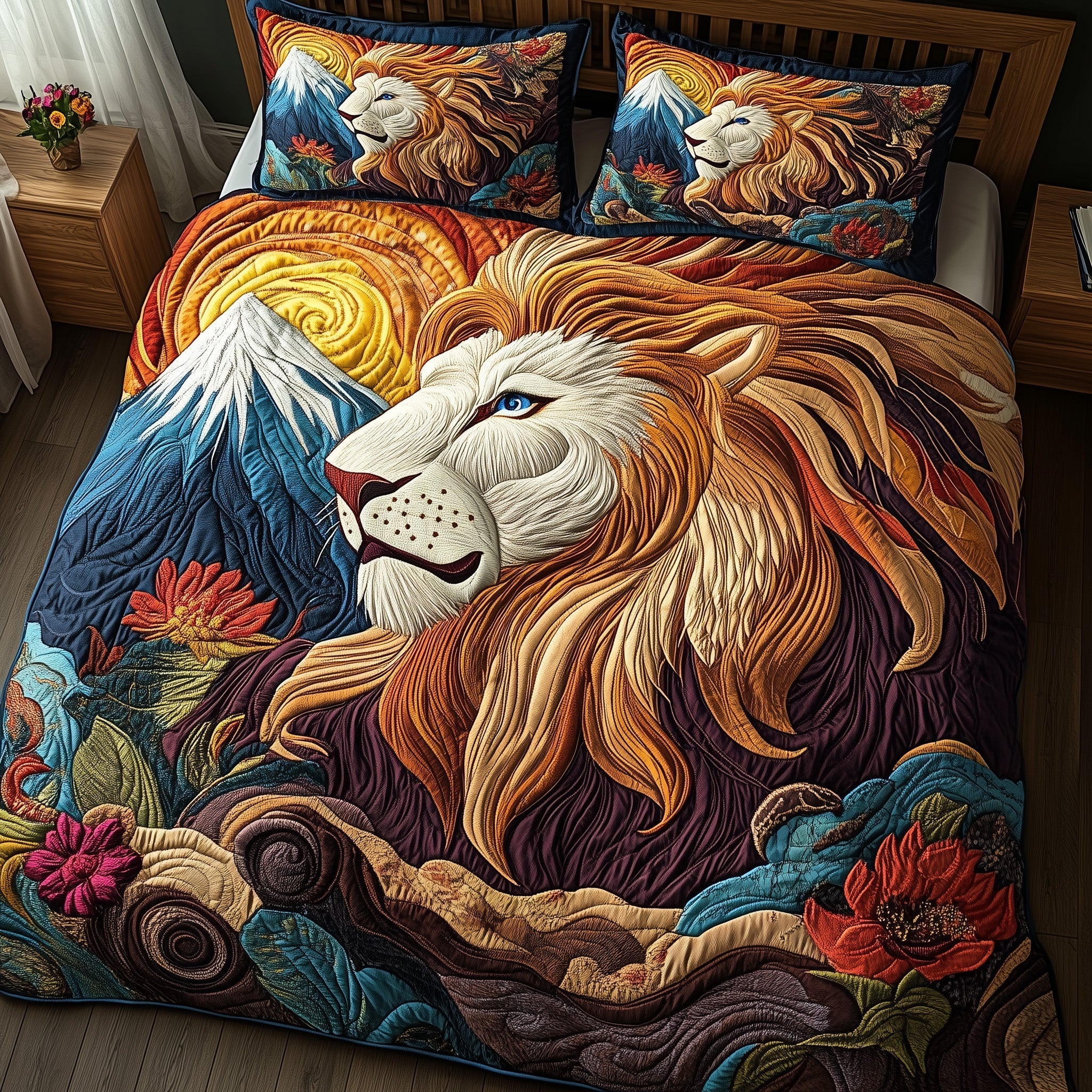 Majestic Lion Quilted Bedding Set Best Bedding Sets Presents For Lion Lovers