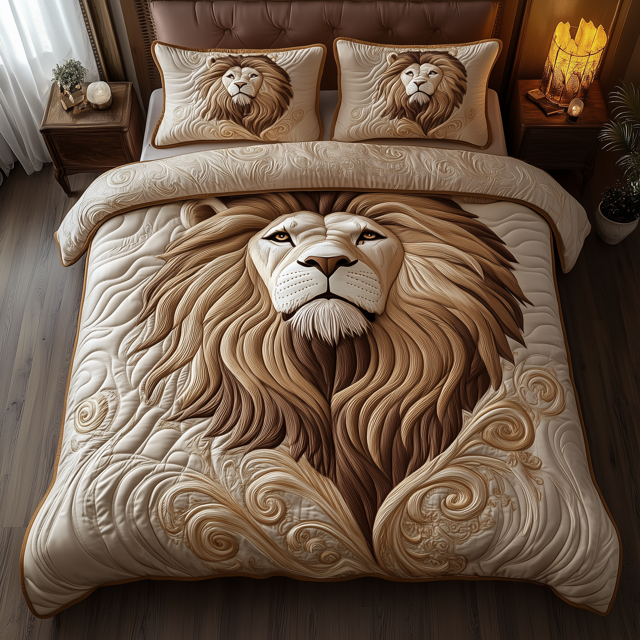 Majestic Lion Quilted Bedding Set Cover Bed Set Lion Gifts For Him Her