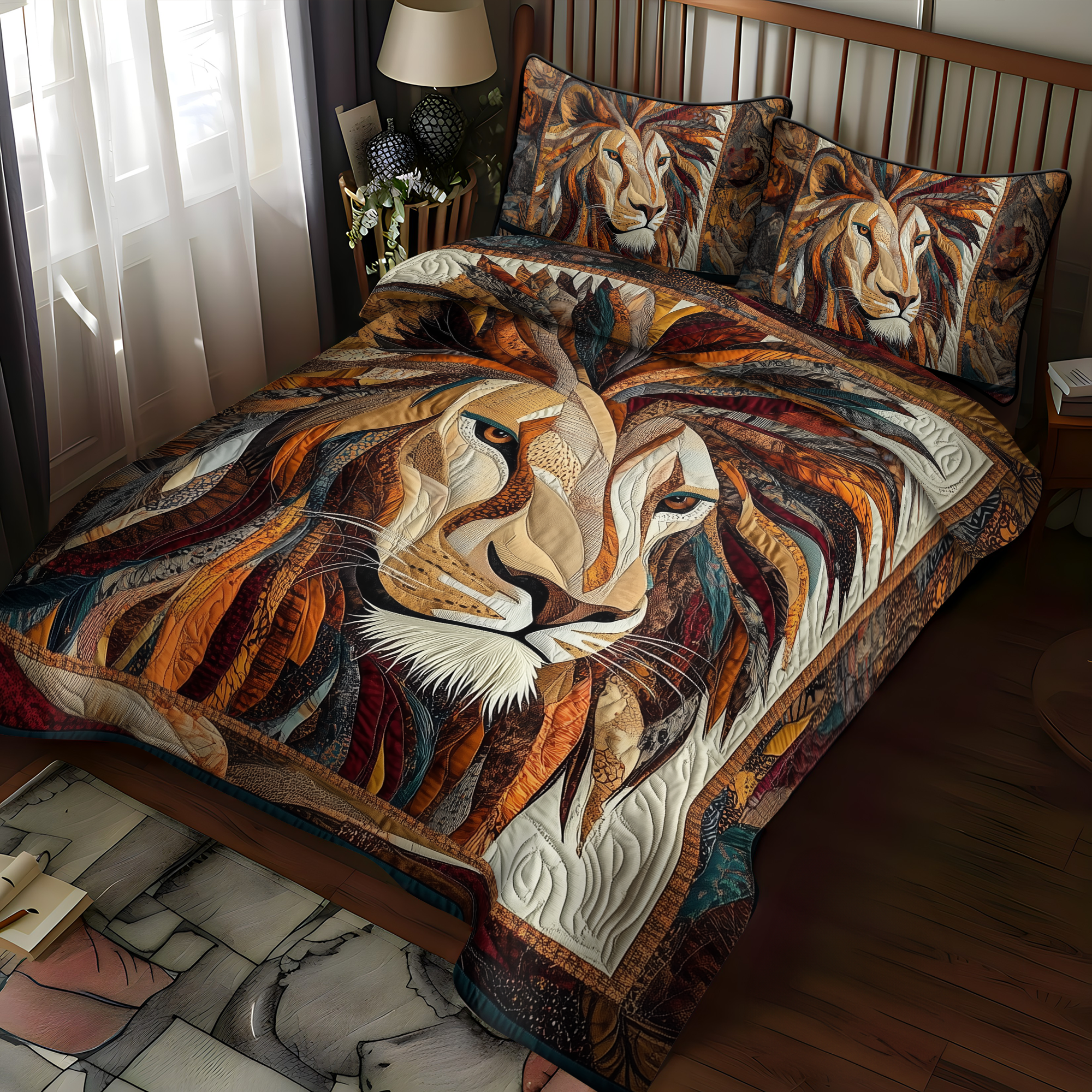Majestic Mane Quilted Bedding Set Best Bedsheets Lion Gifts For Adults