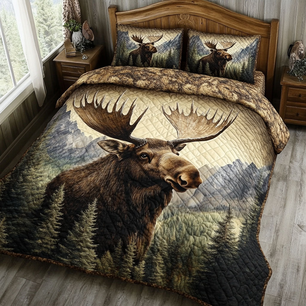 Majestic Moose Haven Quilted Bedding Set Unique Bed Sheet Set Great Mother's Day Gifts