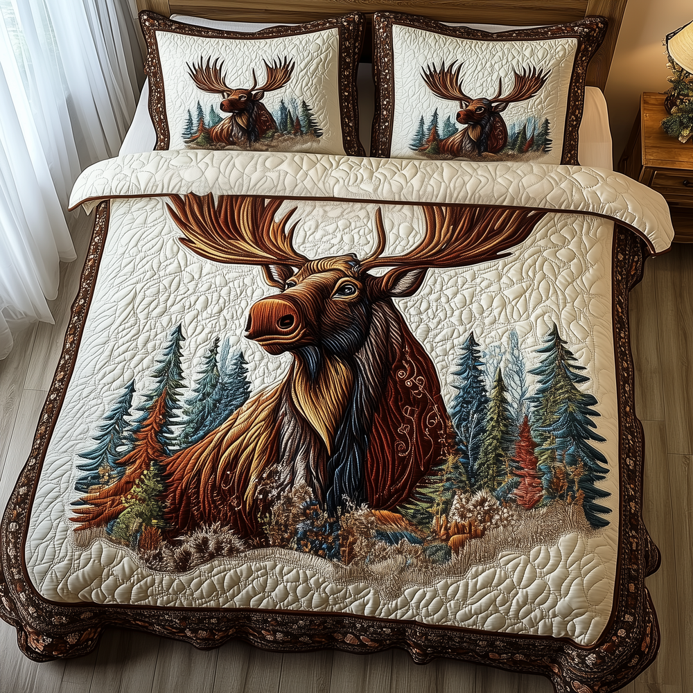 Majestic Moose Quilted Bedding Set Comforter And Sheet Sets Unique Moose Gifts