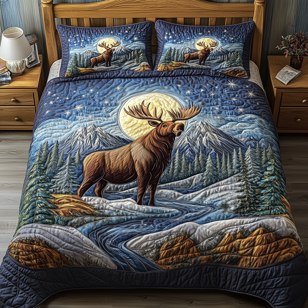 Majestic Moose Quilted Bedding Set Cozy Bedroom Ideas Cute Moose Gifts