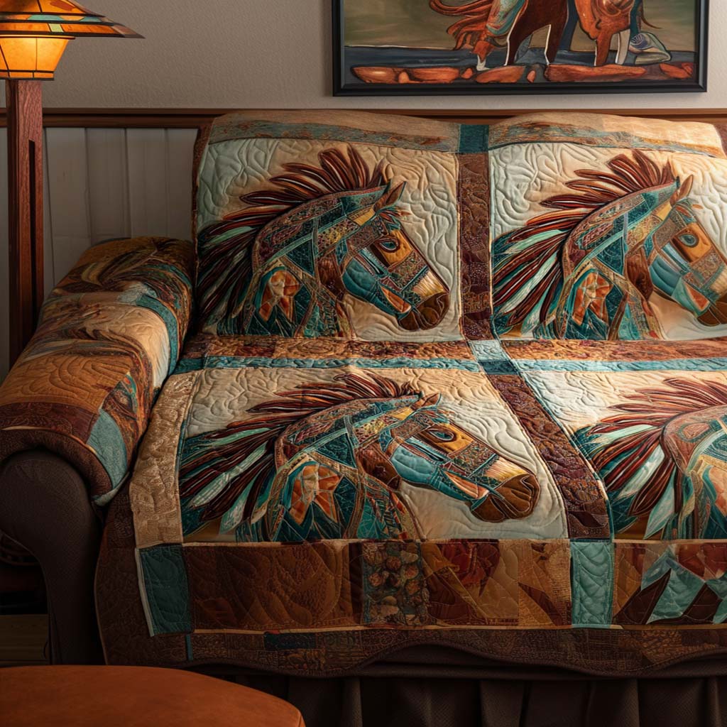 Majestic Steed Quilted Sofa Cover Furniture Slipcovers For Sofas Native American Dad Birthday Gifts