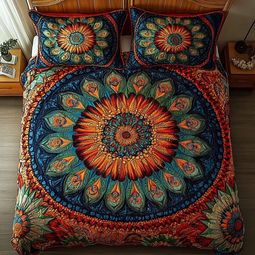 Mandala Zenith Quilted Bedding Set Cute Bed Sheets Mother Daughter Gifts