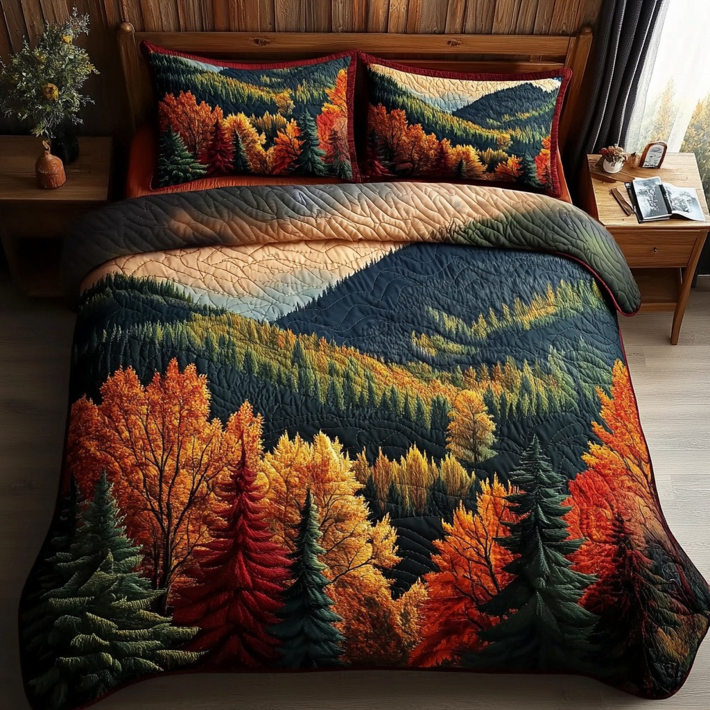Maple Horizon Fall Quilted Bedding Set Duvet Cover Autumn Fall Season Bed Sheet Set Gifts