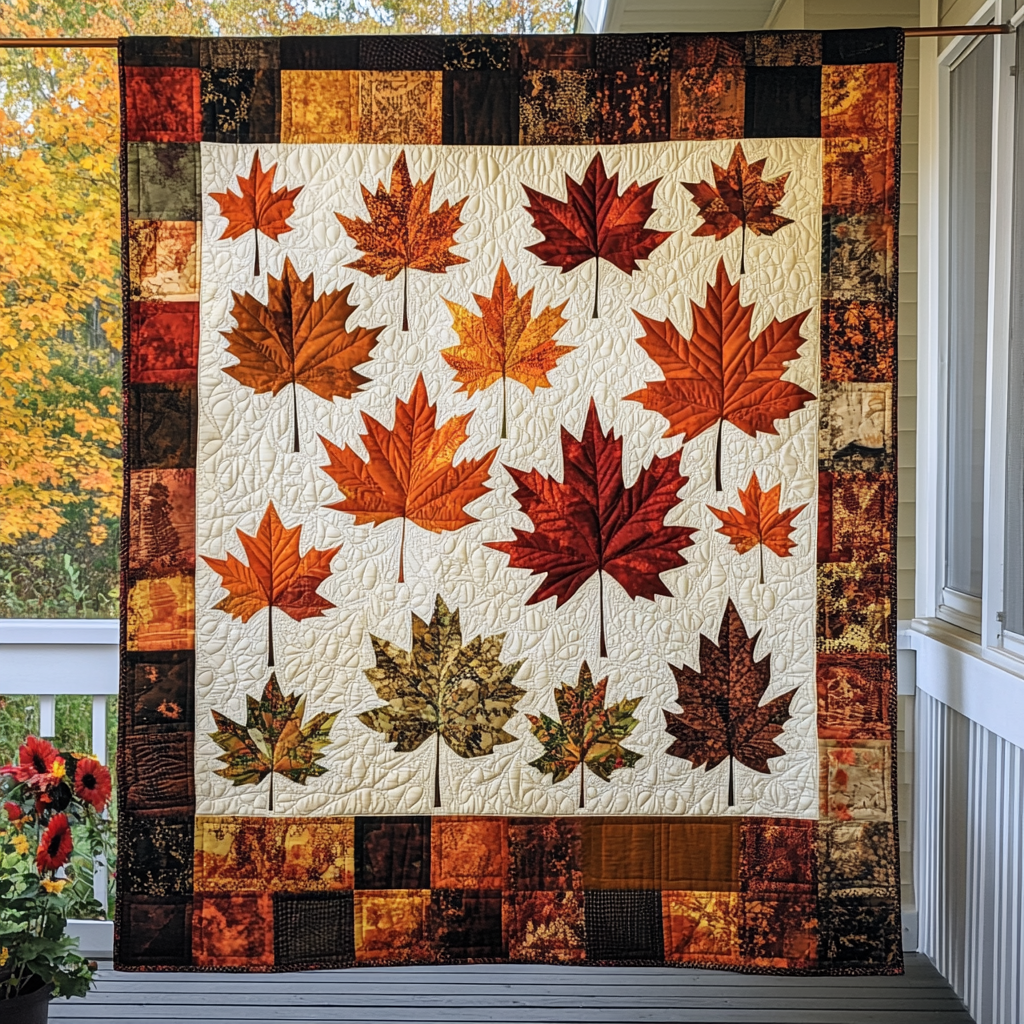 Maple Leaves Fall Quilted Blanket Best King Sheet Set Thanksgiving Gift Ideas For Friends
