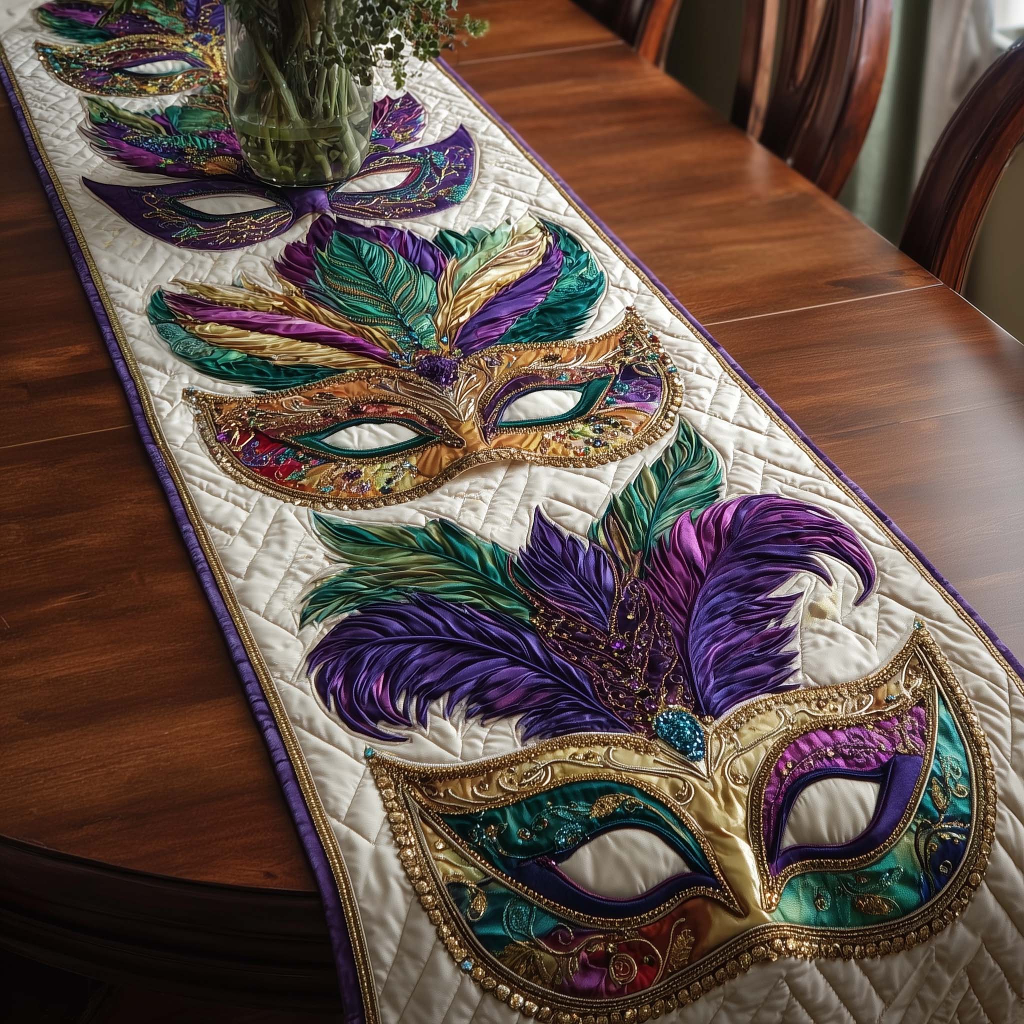 Mardi Gras Quilted Table Runner Dining Decor Mardi Gras King And Queen Gifts