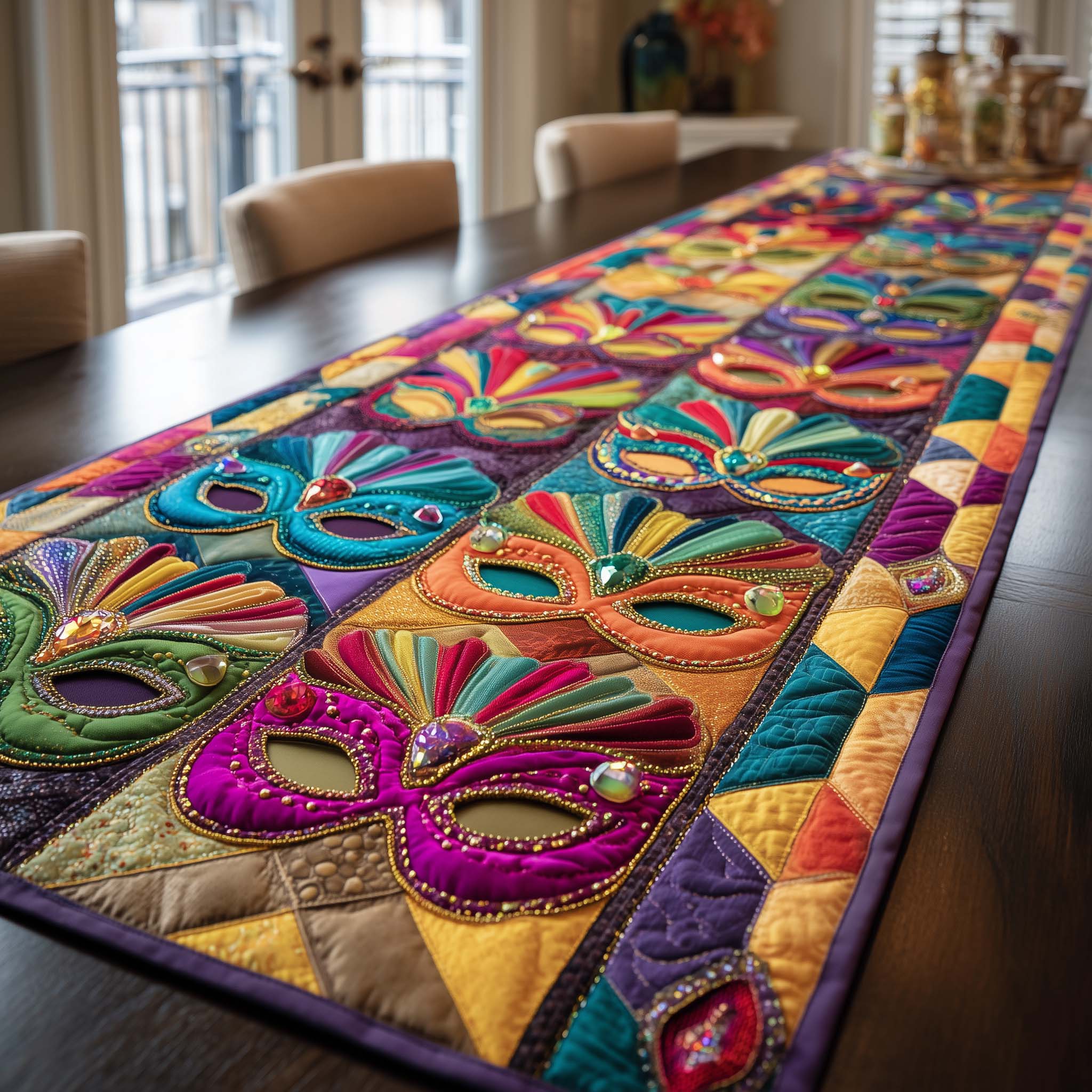 Mardi Gras Quilted Table Runner Dinner Table Decor Ideas Mardi Gras Gift Ideas