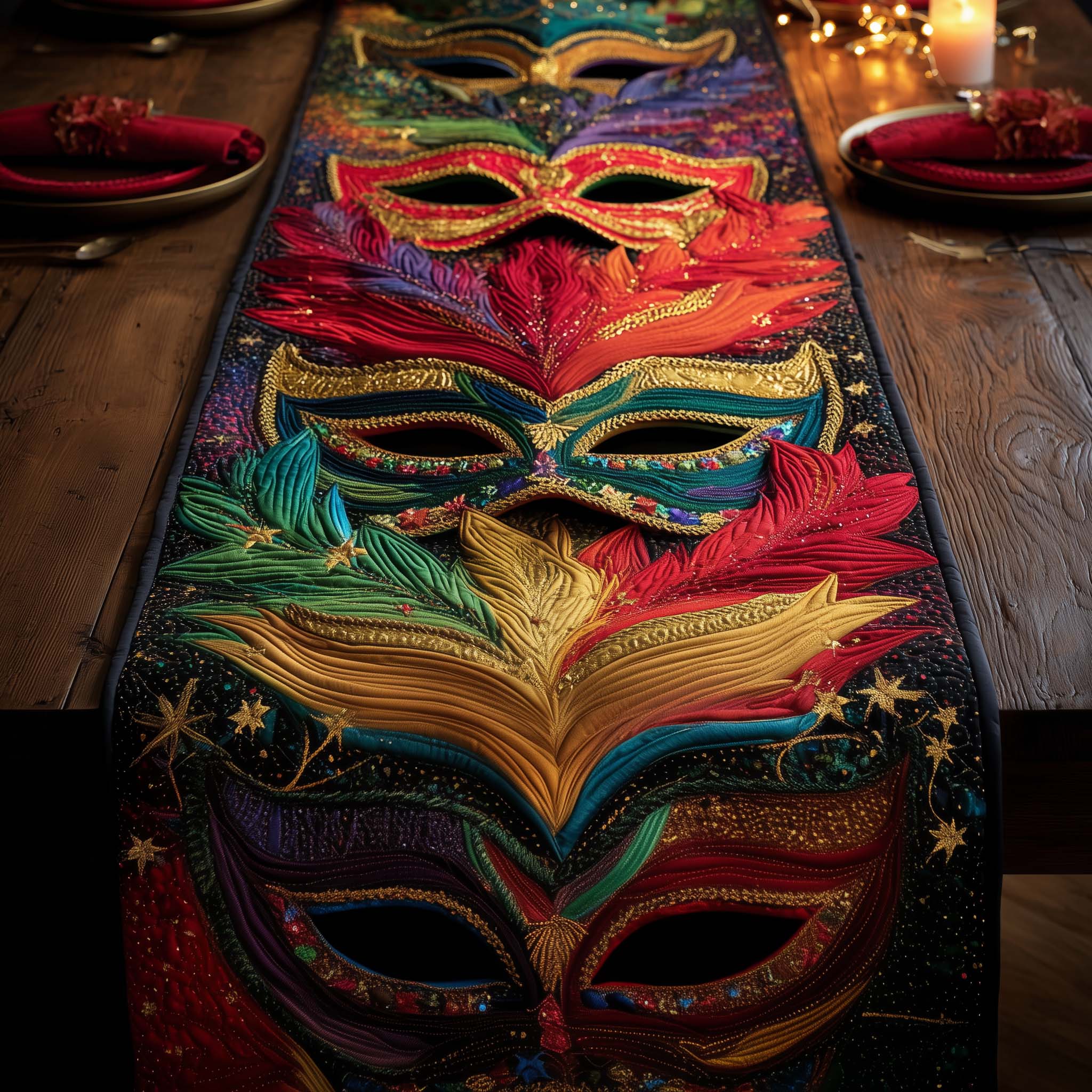 Mardi Gras Quilted Table Runner Dinner Table Decor Ideas Mardi Gras Presents