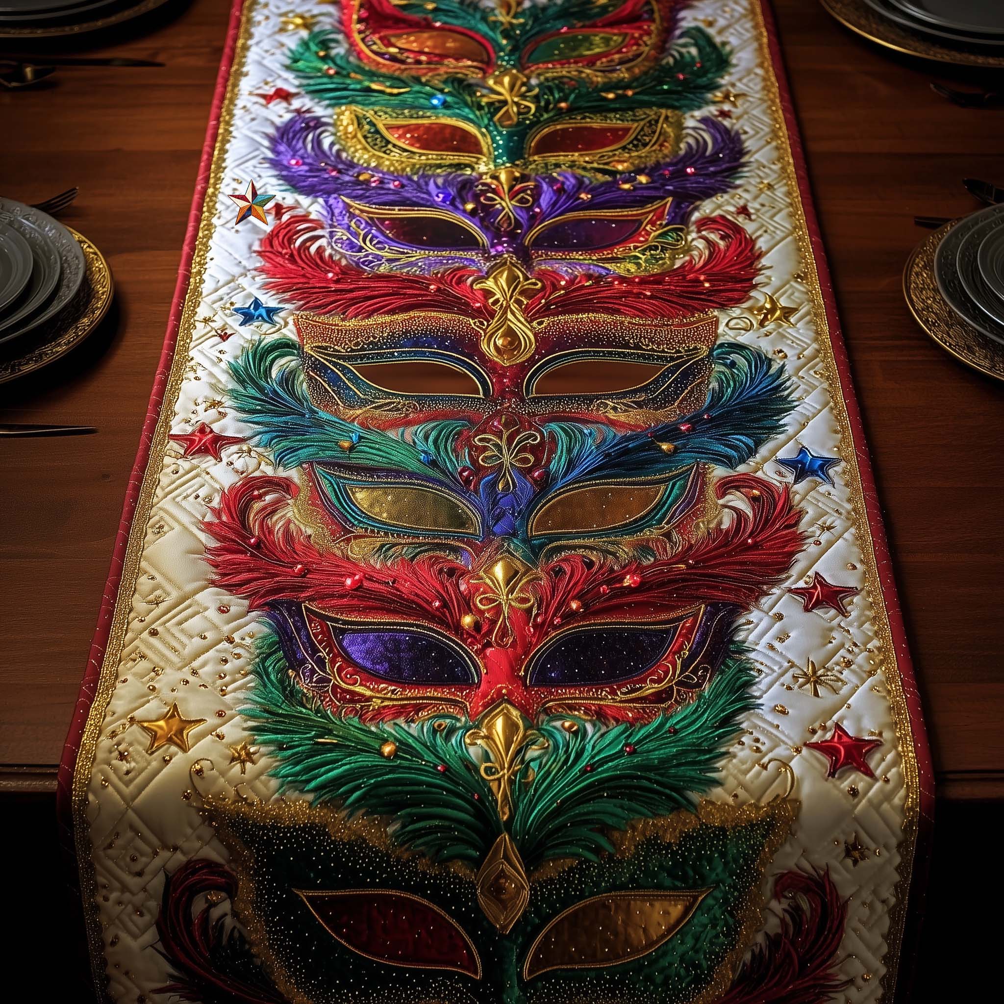 Mardi Gras Quilted Table Runner Elegant Holiday Decor Mardi Gras Gift Shop