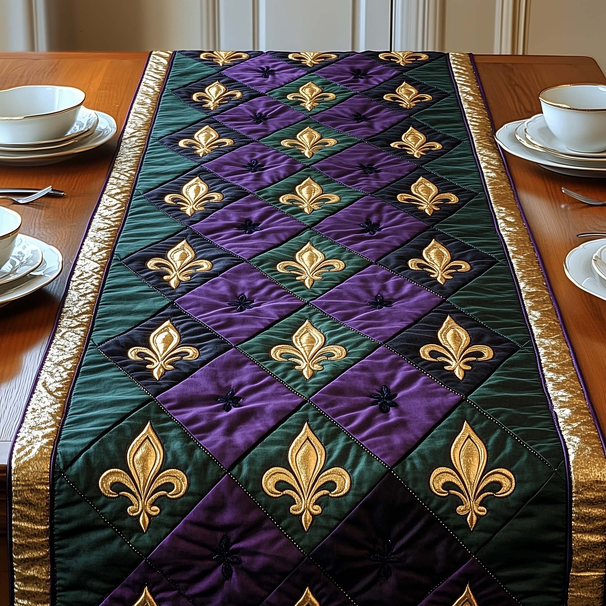 Mardi Gras Quilted Table Runner Elegant Holiday Table Runners Mardi Gras Presents