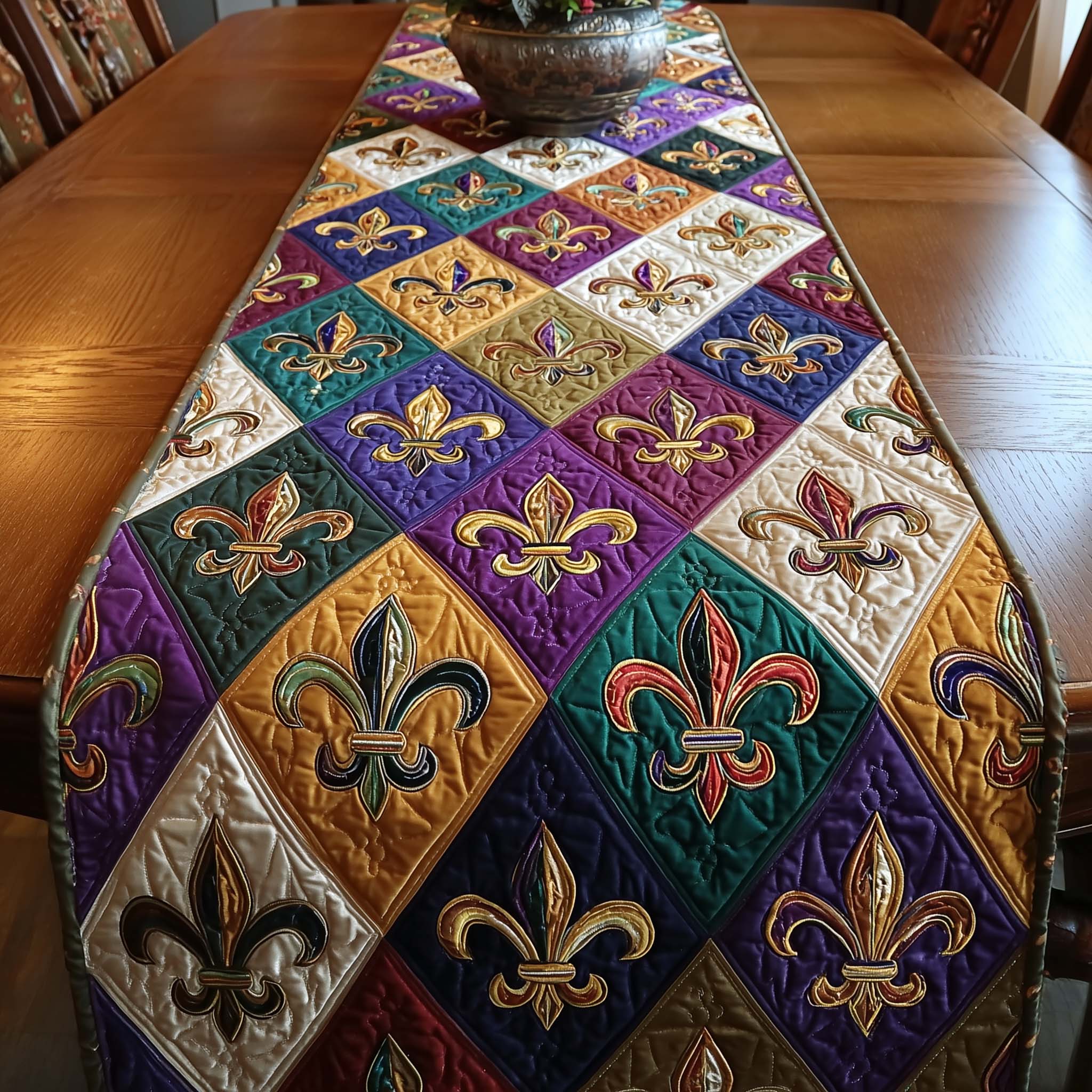 Mardi Gras Quilted Table Runner Holiday Runner Dining Mardi Gras Gifts For Her