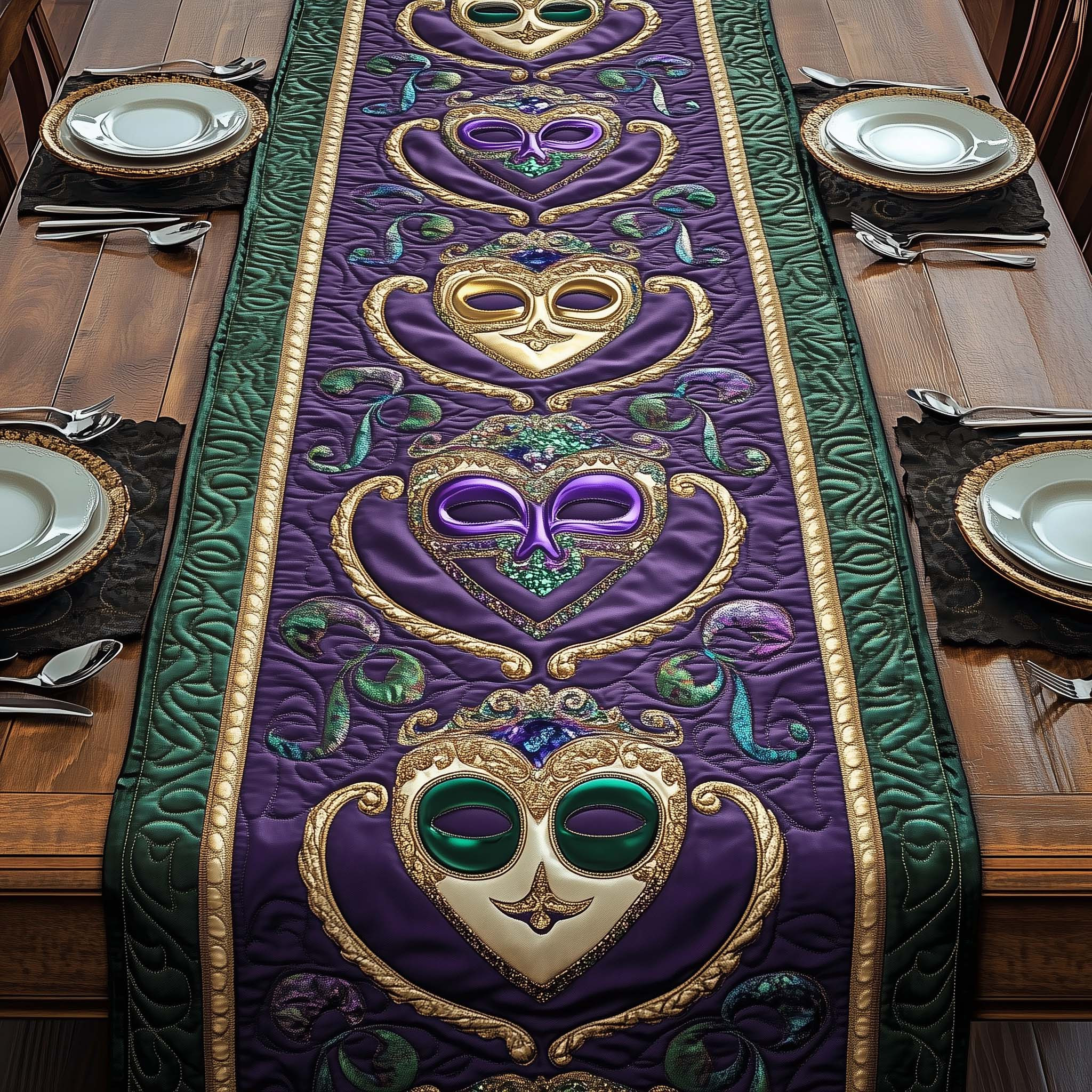 Mardi Gras Quilted Table Runner Holiday Runner Dining Mardi Gras King And Queen Gifts