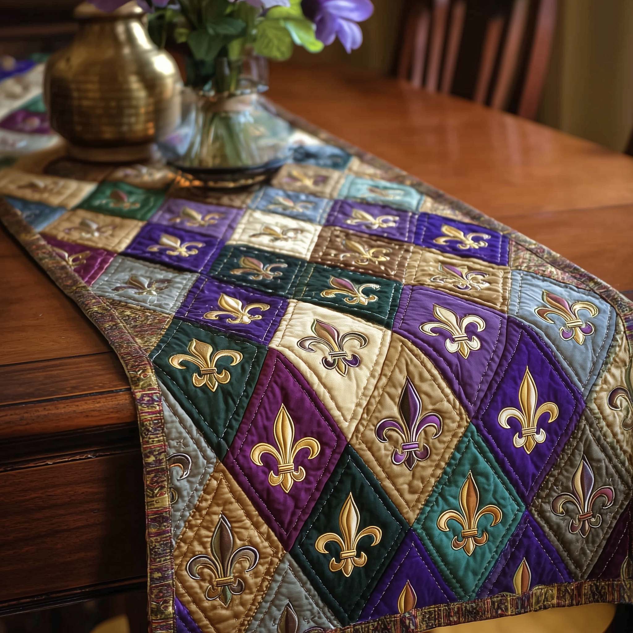 Mardi Gras Quilted Table Runner Holiday Runner Dining Mardi Gras King Gifts