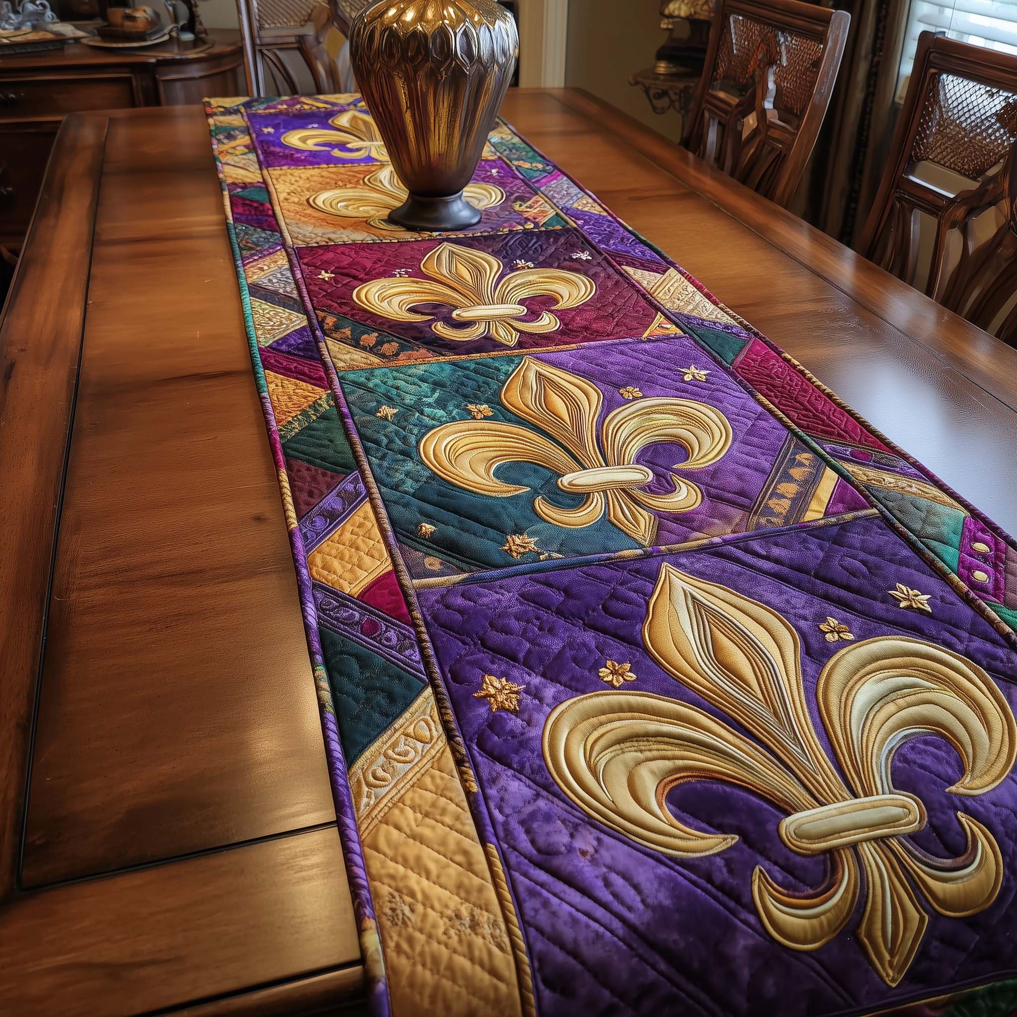 Mardi Gras Quilted Table Runner Holiday Table Throw Mardi Gras Gifts Merchandise