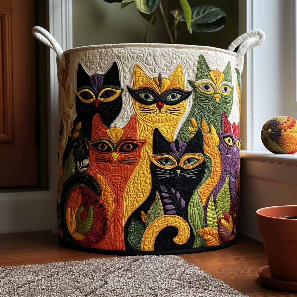 Mardi Whiskers Quilted Laundry Basket Modern Laundry Hamper Best New Home Gifts