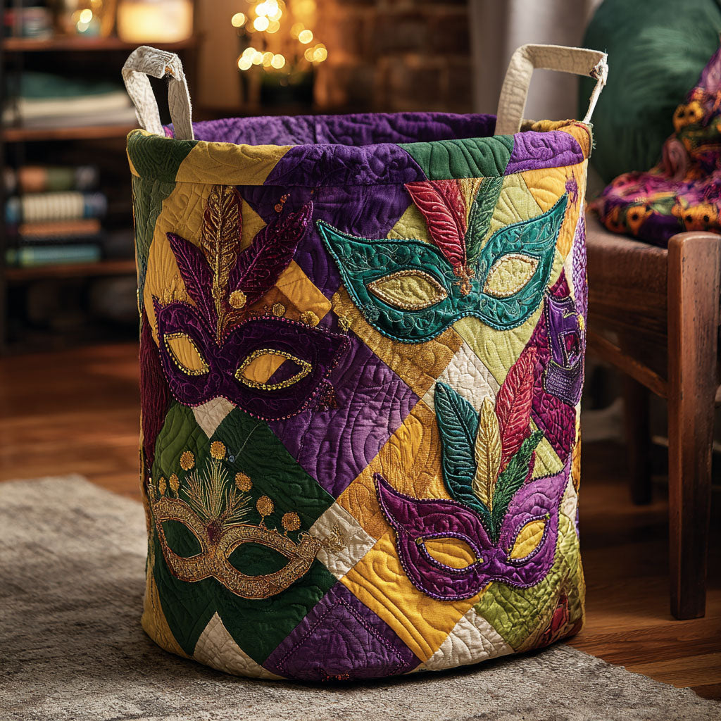 Mardi Whispers Quilted Laundry Basket Rustic Laundry Hamper Mardi Gras Gifts Items