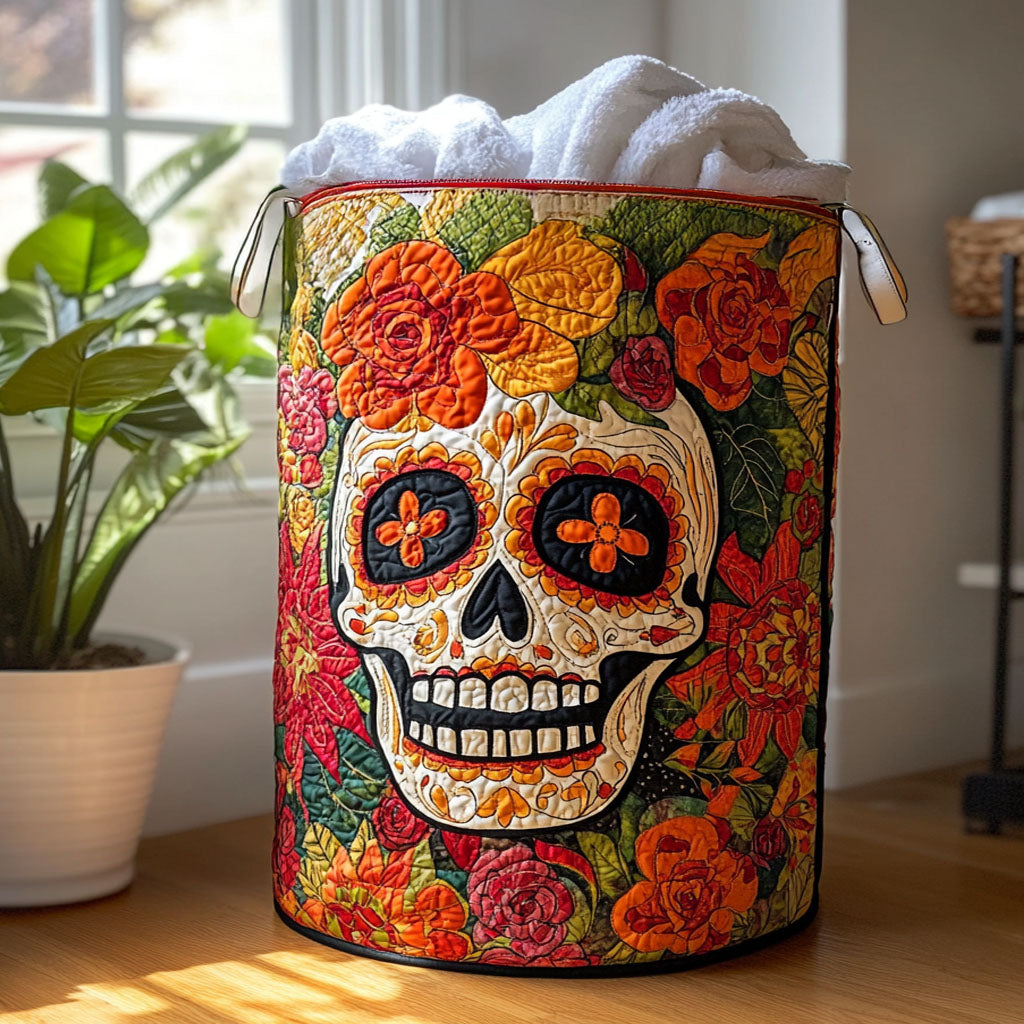 Marigold Magic Quilted Laundry Basket Best Laundry Hamper Day Of The Dead Gift