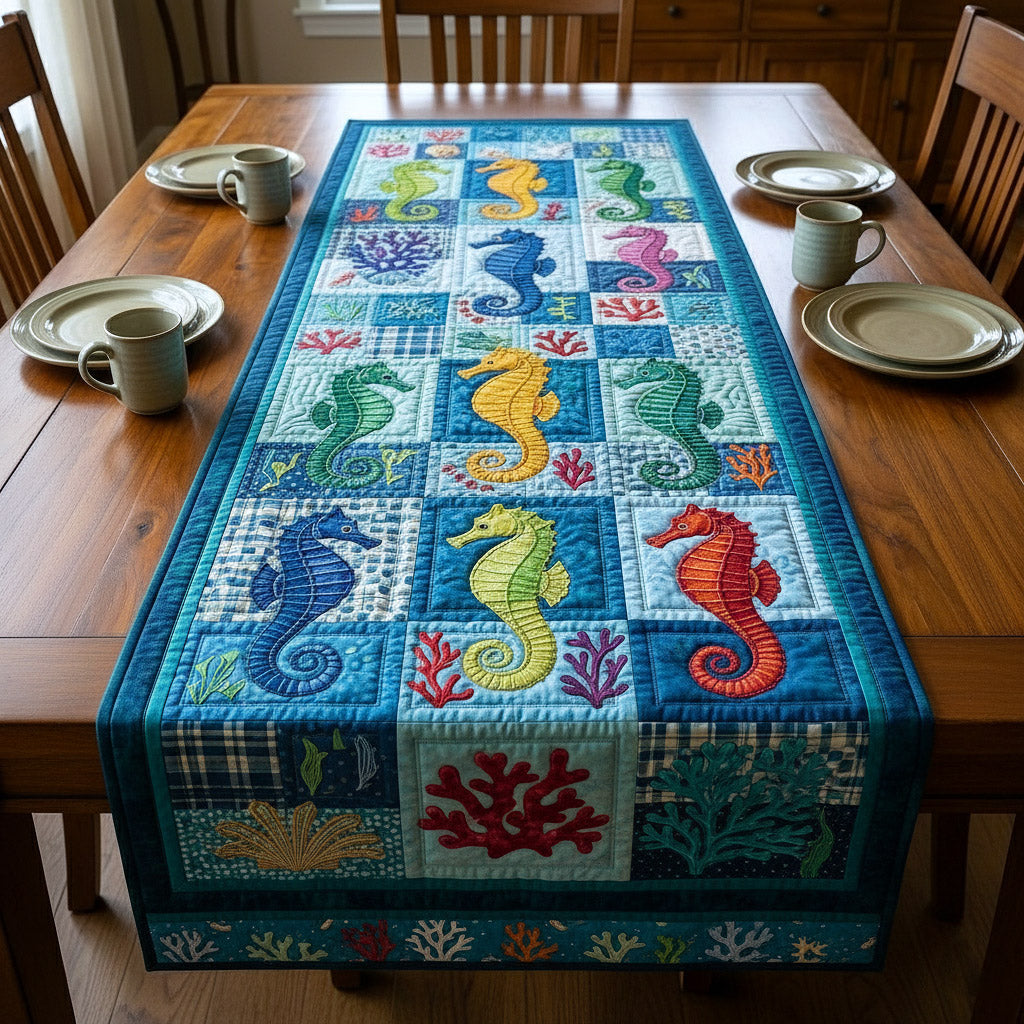 Marine Calm Quilted Table Runner Nautical Table Topper Christmas Gift Ideas For Beach Lovers