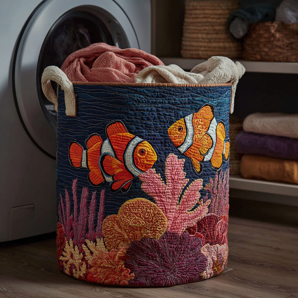 Marine Clownfish Reef Quilted Laundry Basket Laundry Decor Ideas Gifts For Mom From Daughter
