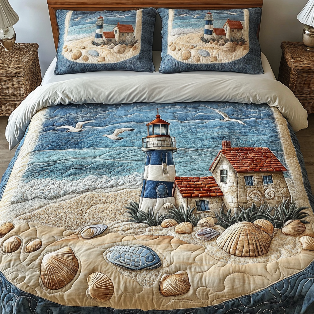 Marine Magic Quilted Bedding Set Cute Bedroom Decor Beach Gifts For Men