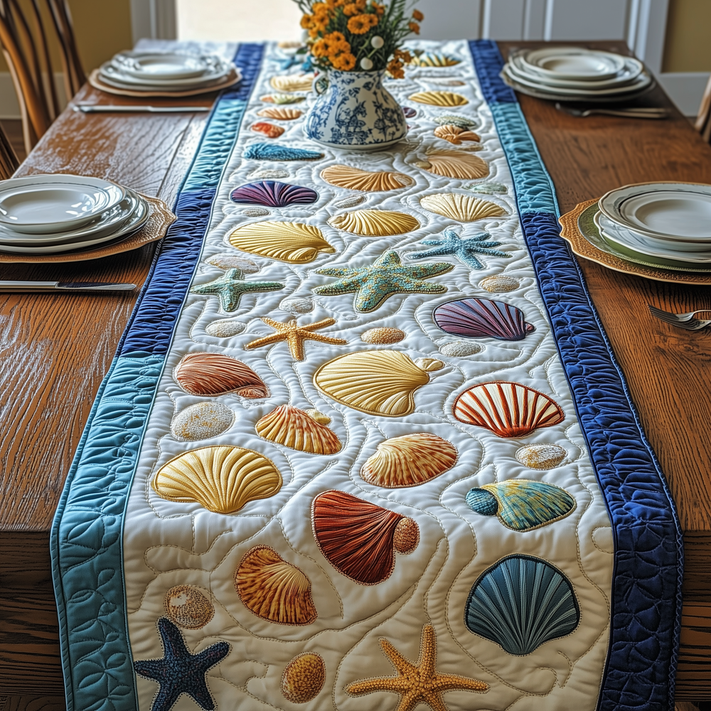Marine Melody Quilted Table Runner Cool Table Runner Last Minute Father'sDay Gifts