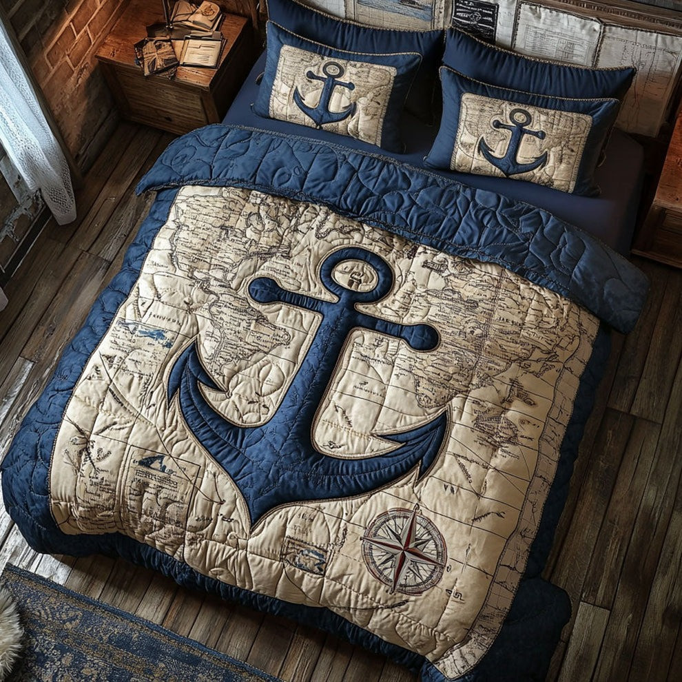 Mariner's Legacy Quilted Bedding Set Anchor Marine Bedroom Decor Gifts Items