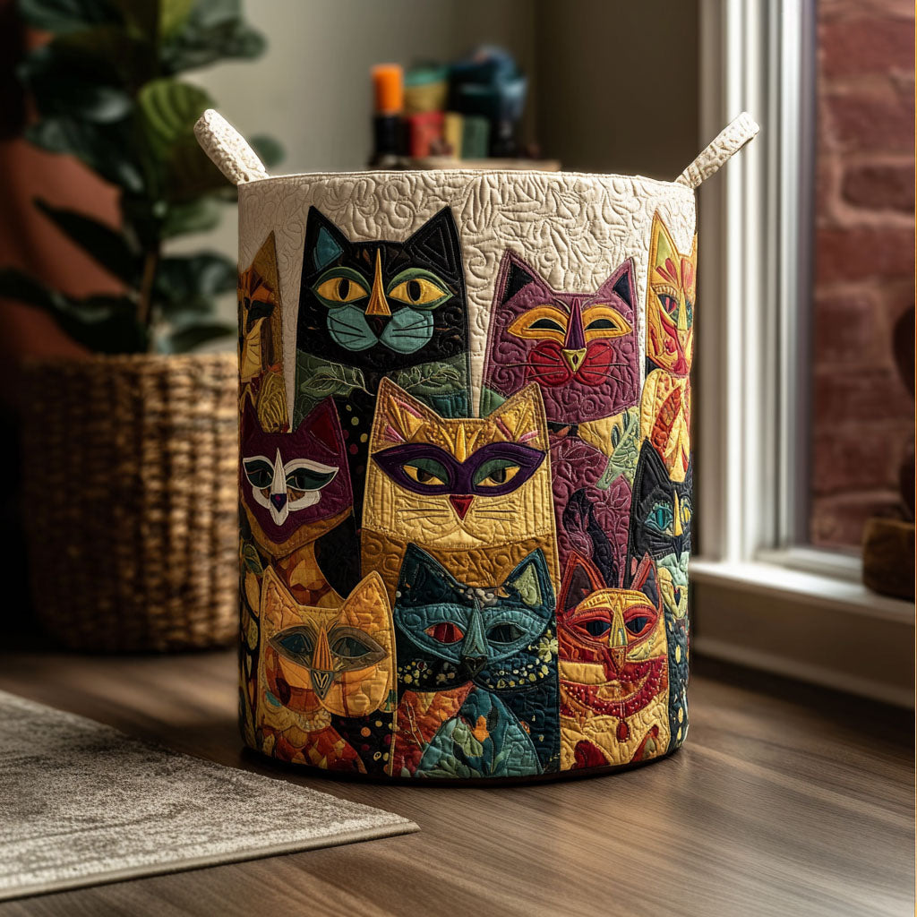 Masquerade Cats Quilted Laundry Basket Farmhouse Laundry Hamper Good New Home Gifts