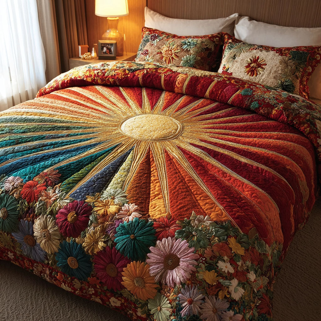 Meadow Bloom Quilted Bedding Set Aesthetic Room Decor Mothers Day And Fathers Day Gifts