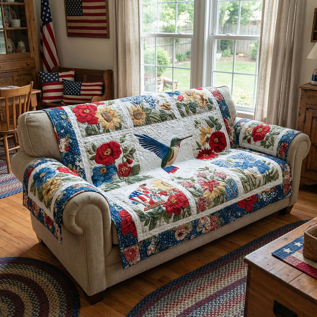 Meadow Bloom Retreat Quilted Sofa Cover Couch Cushion Covers Cool Hummingbird Gifts