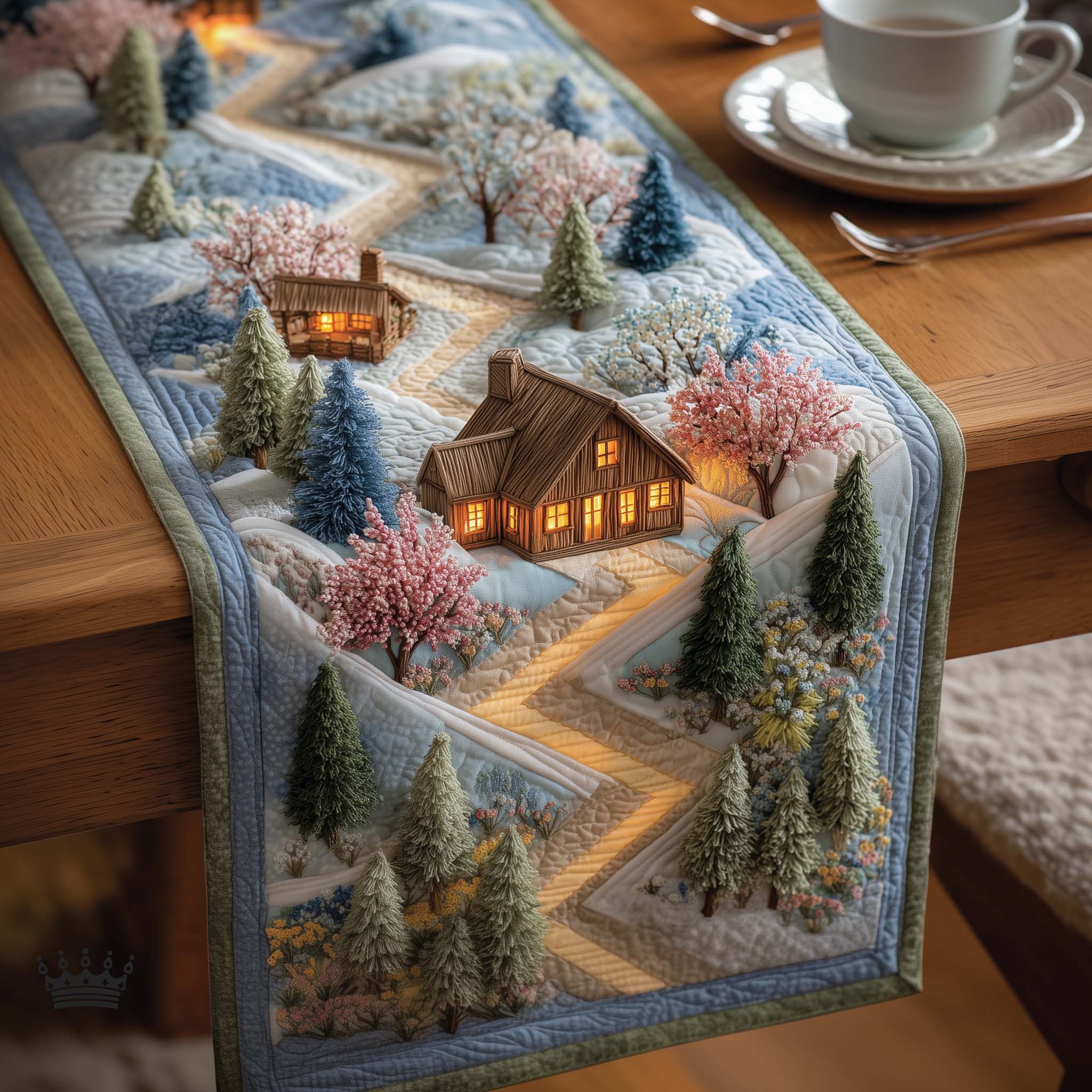 Meadow Cabin Quilted Table Runner Dining Room Table Runners Mothers Day Present Ideas
