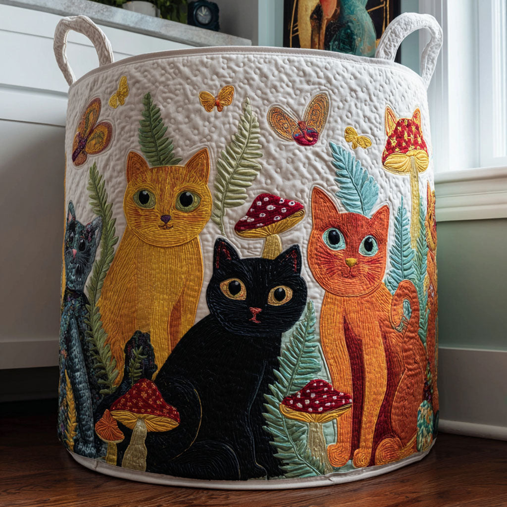 Meadow Cat Retreat Quilted Laundry Basket Clothes Basket Gifts For New House Owners