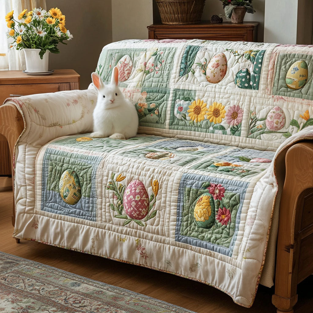 Meadow Egg Parade Quilted Sofa Cover Large Couch Cover Easter Gifts For Adults