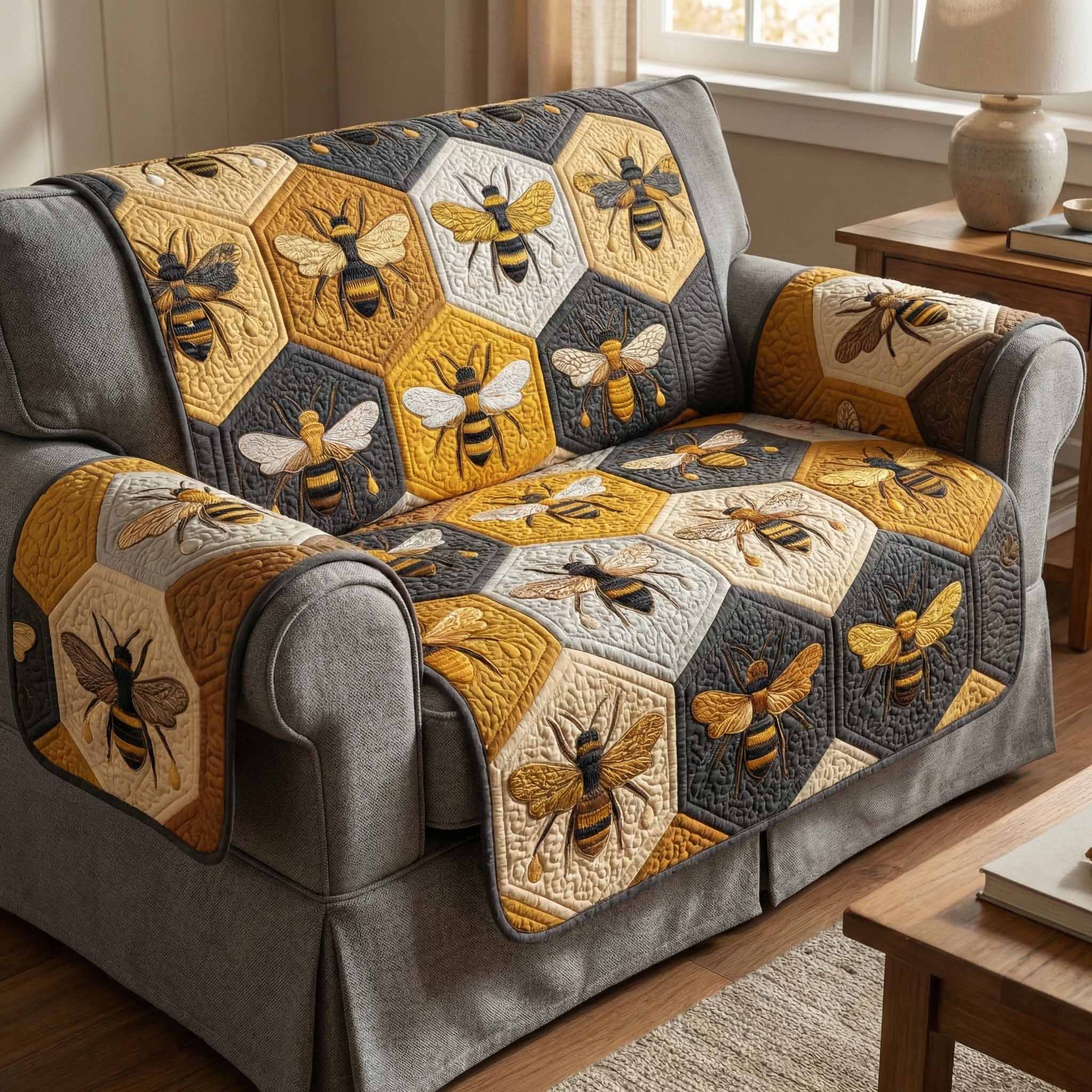 Meadow Hive Quilted Sofa Cover Couch Slipcovers Gifts For Beekeepers