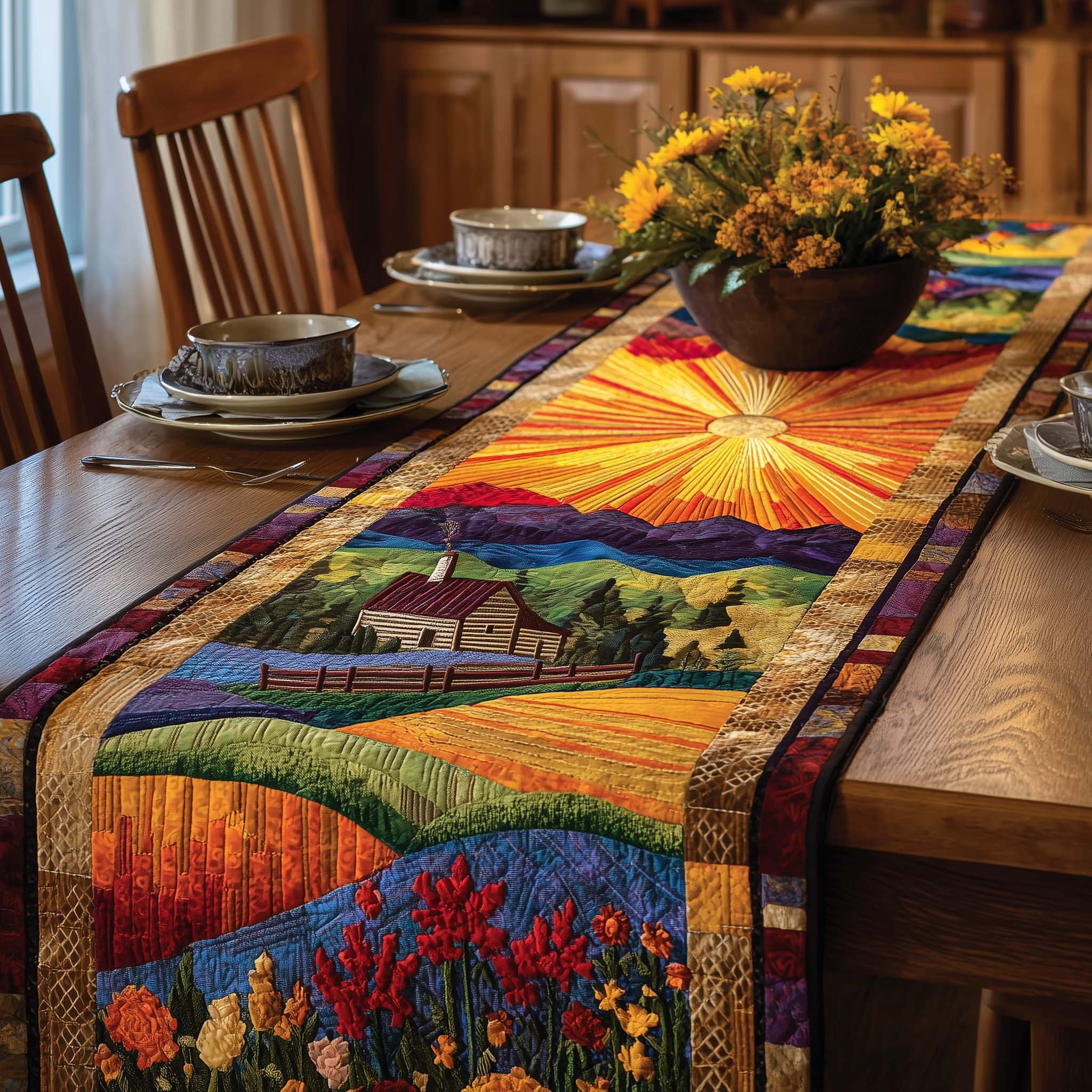 Meadow Homelife Quilted Table Runner Farmhouse Table Runner Great Presents For Grandma