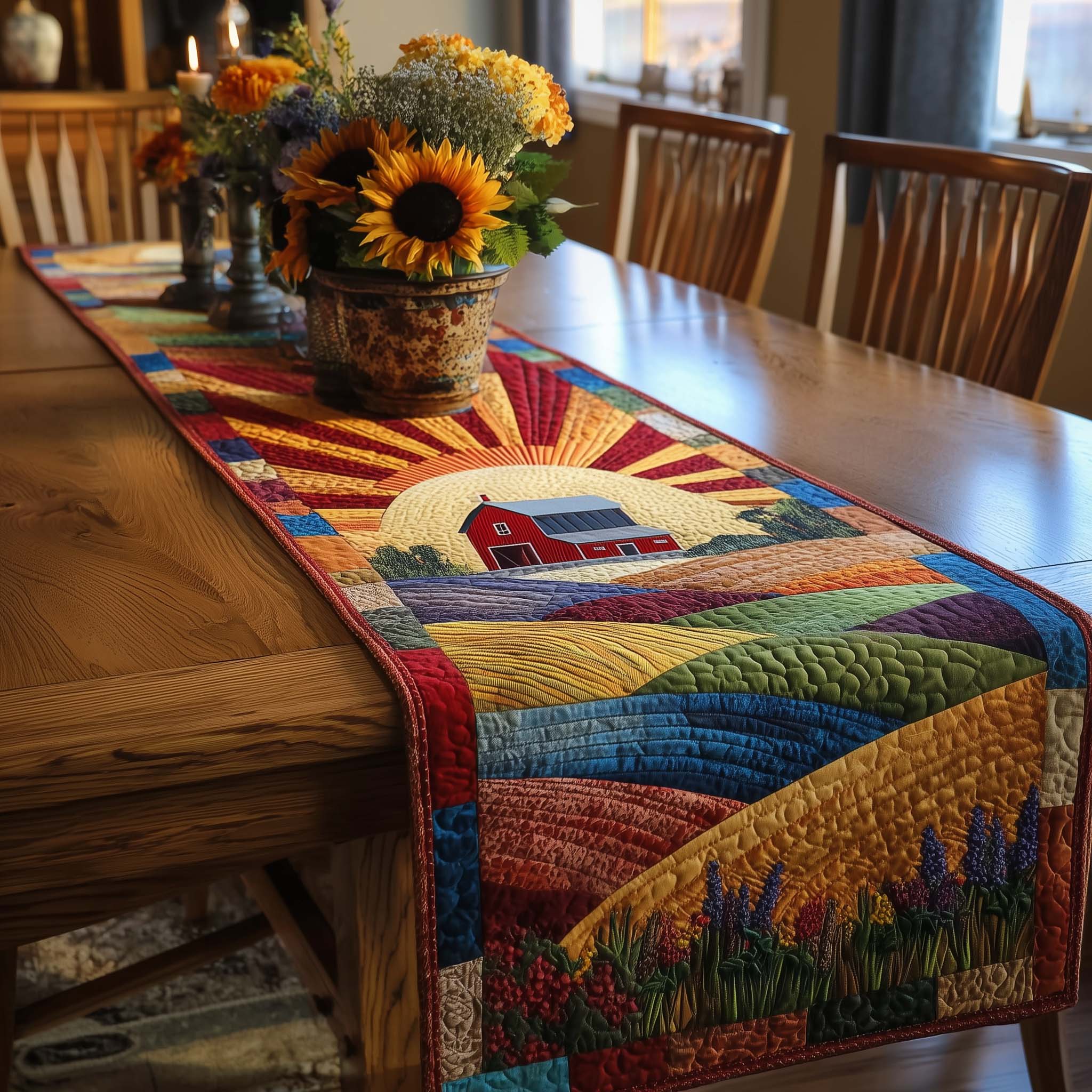 Meadow Homelife Quilted Table Runner Rustic Table Runners Presents For Grandmas Birthday