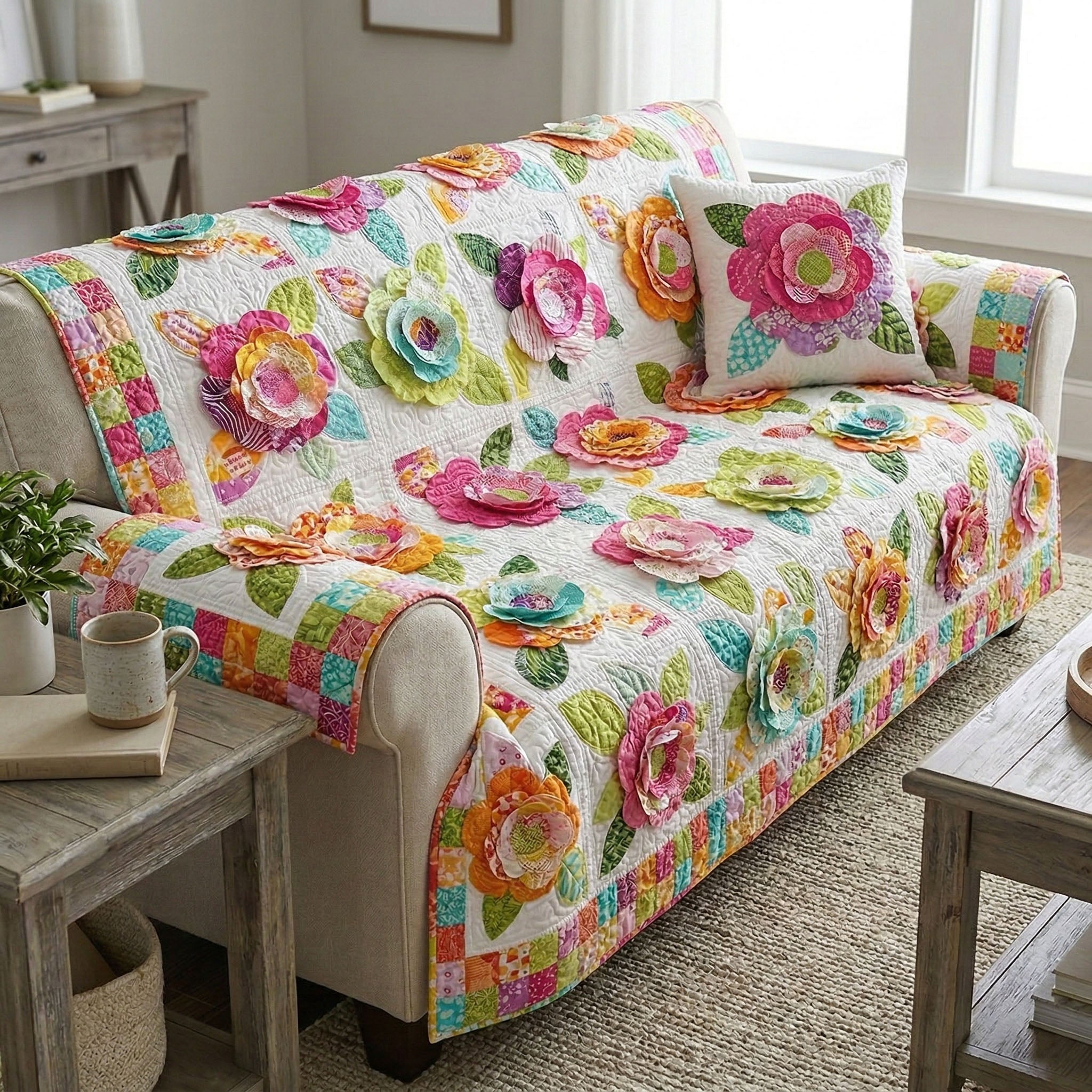 Meadow Nostalgia Quilted Sofa Cover Sofa Protector Cover Gifts For Farmer Dad