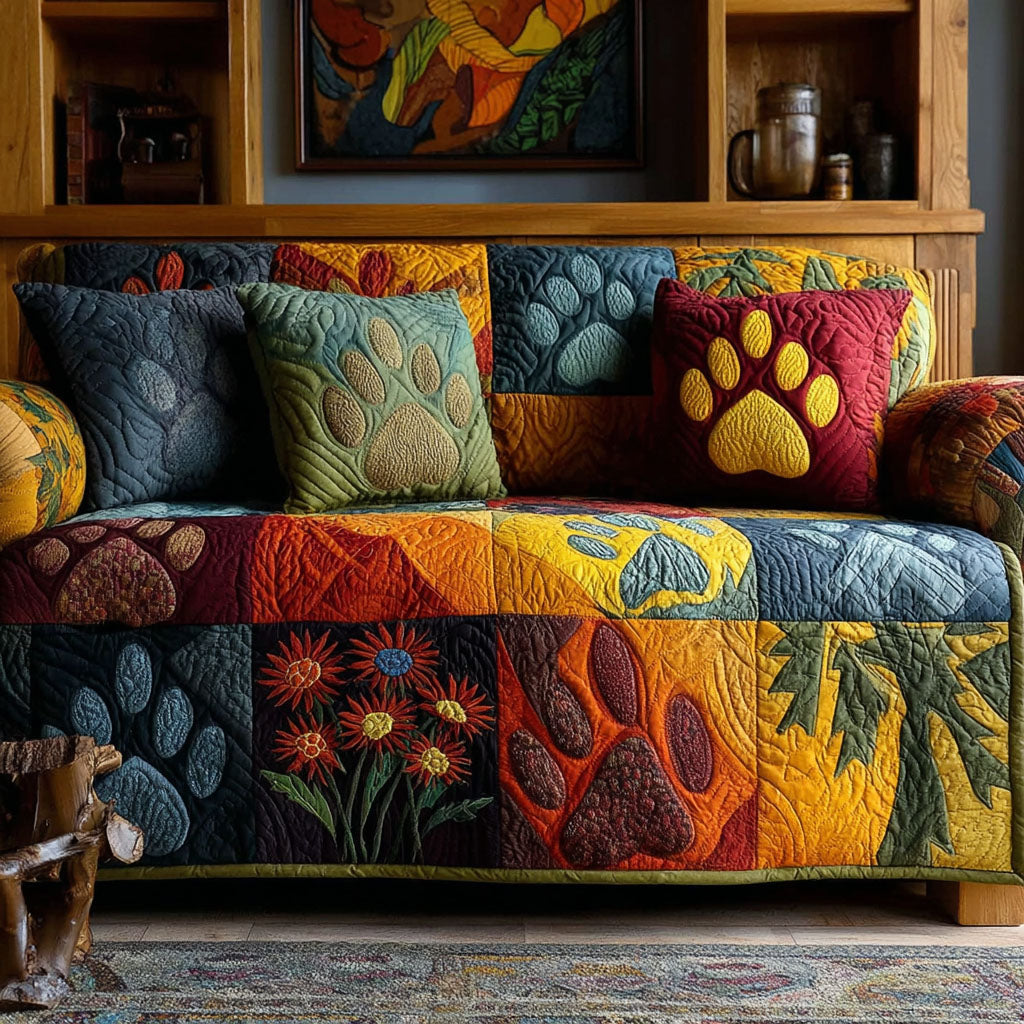 Meadow Pawprint Quilted Sofa Cover Sofa Seat Covers Dog Inspired Gifts