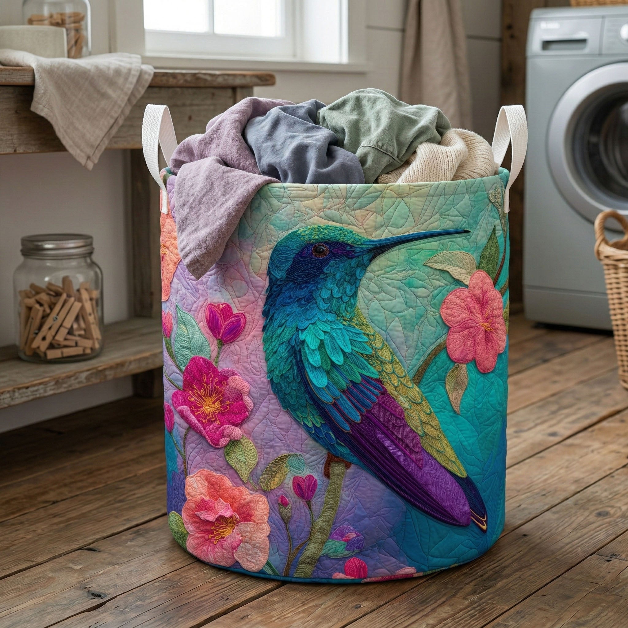 Meadow Petal Quilted Laundry Basket Unique Hampers Mother's Day Gifts From Husband
