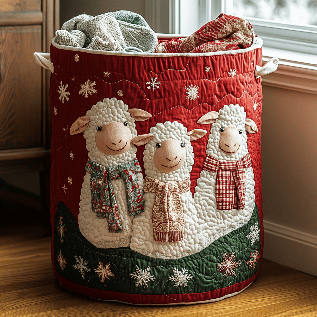 Meadow Sheep Quilted Laundry Basket Laundry Hamper Sheep Themed Gifts