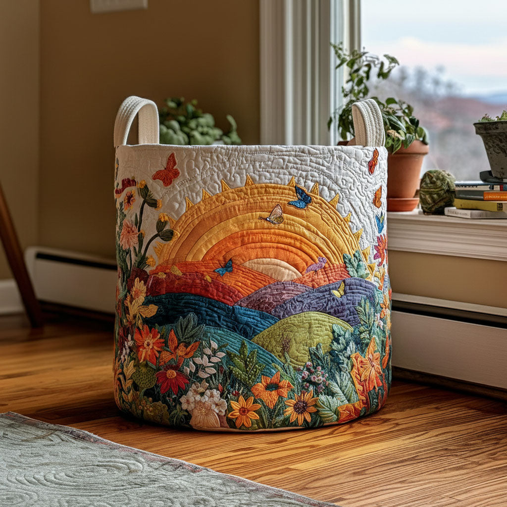 Meadow Spirit Quilted Laundry Basket Storage Basket Mother Gift Ideas